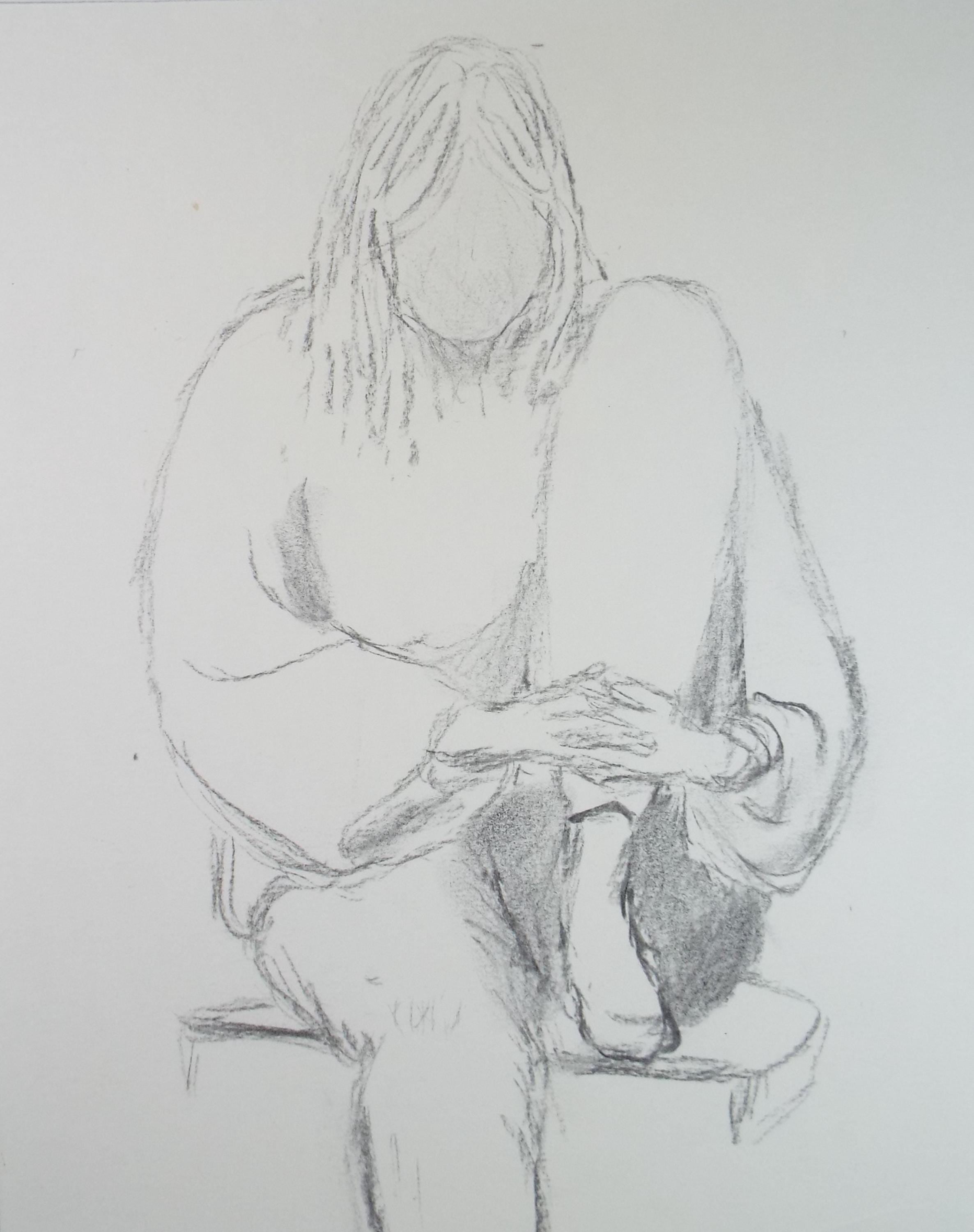 Pencil Drawing 'Seated Woman', c1960's, Franklin White (1892-1975)