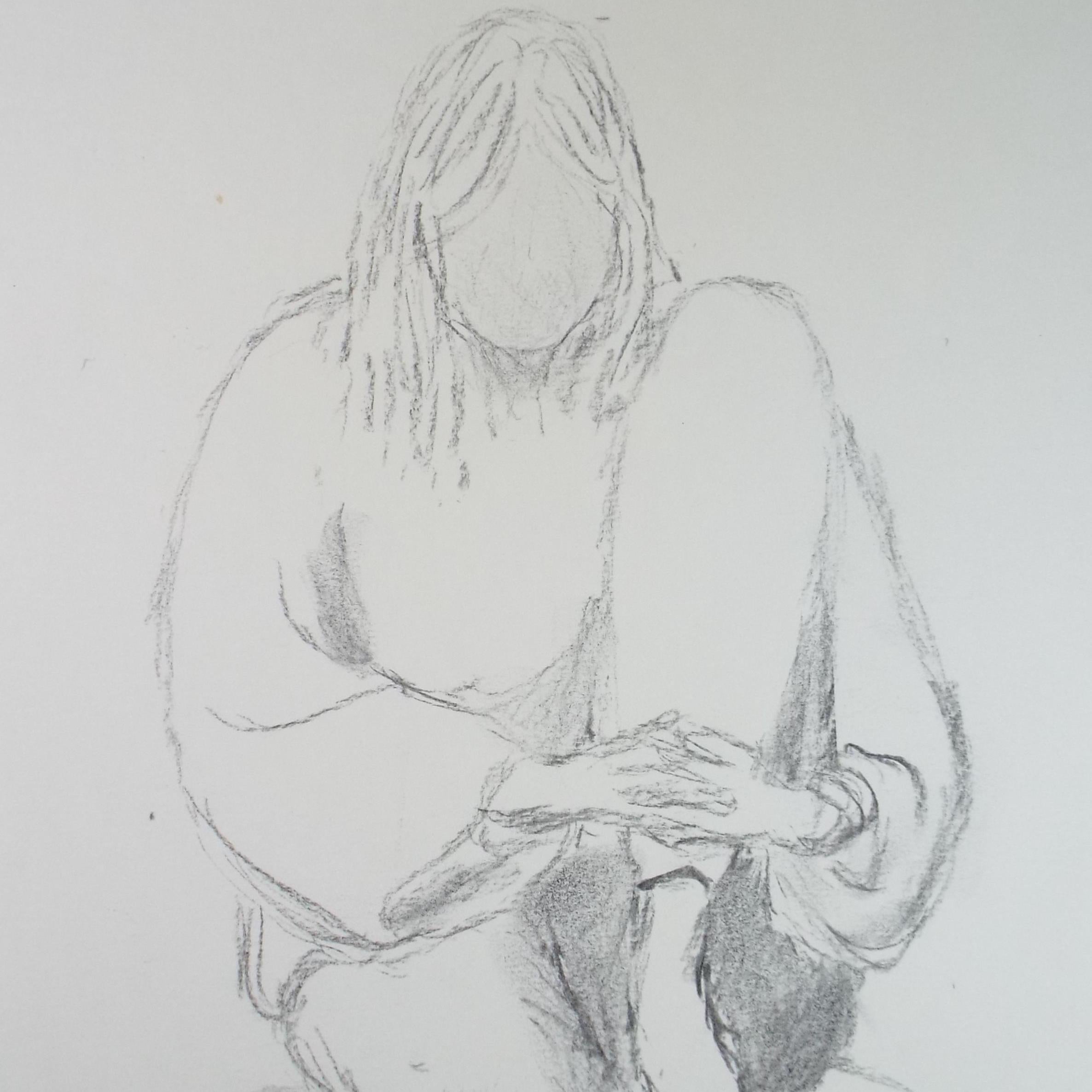 Pencil Drawing 'Seated Woman', c1960's, Franklin White (1892-1975)