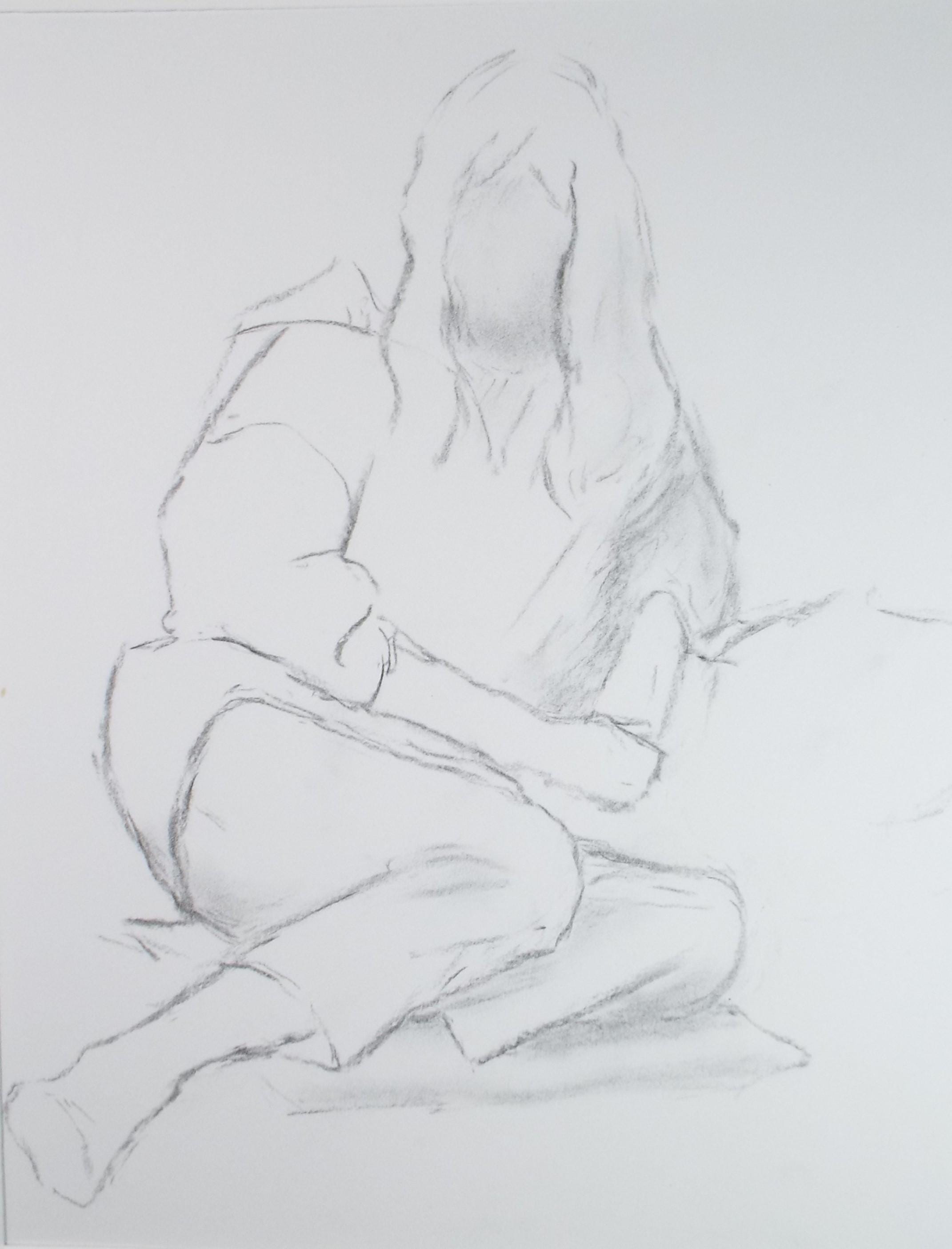 Pencil Drawing 'Seated Woman', c1960's, Franklin White (1892-1975)