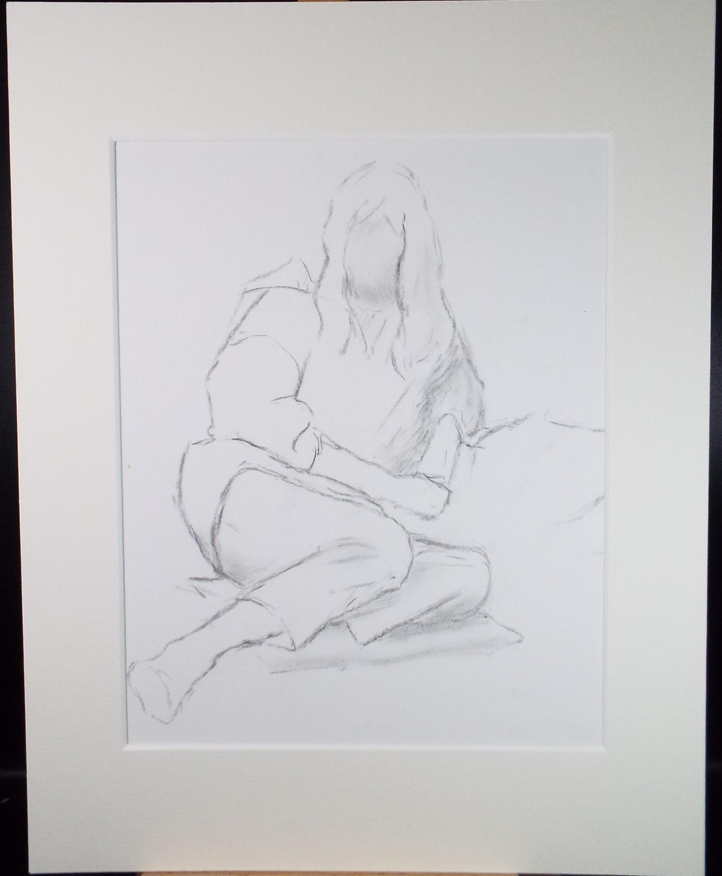 Pencil Drawing 'Seated Woman', c1960's, Franklin White (1892-1975)