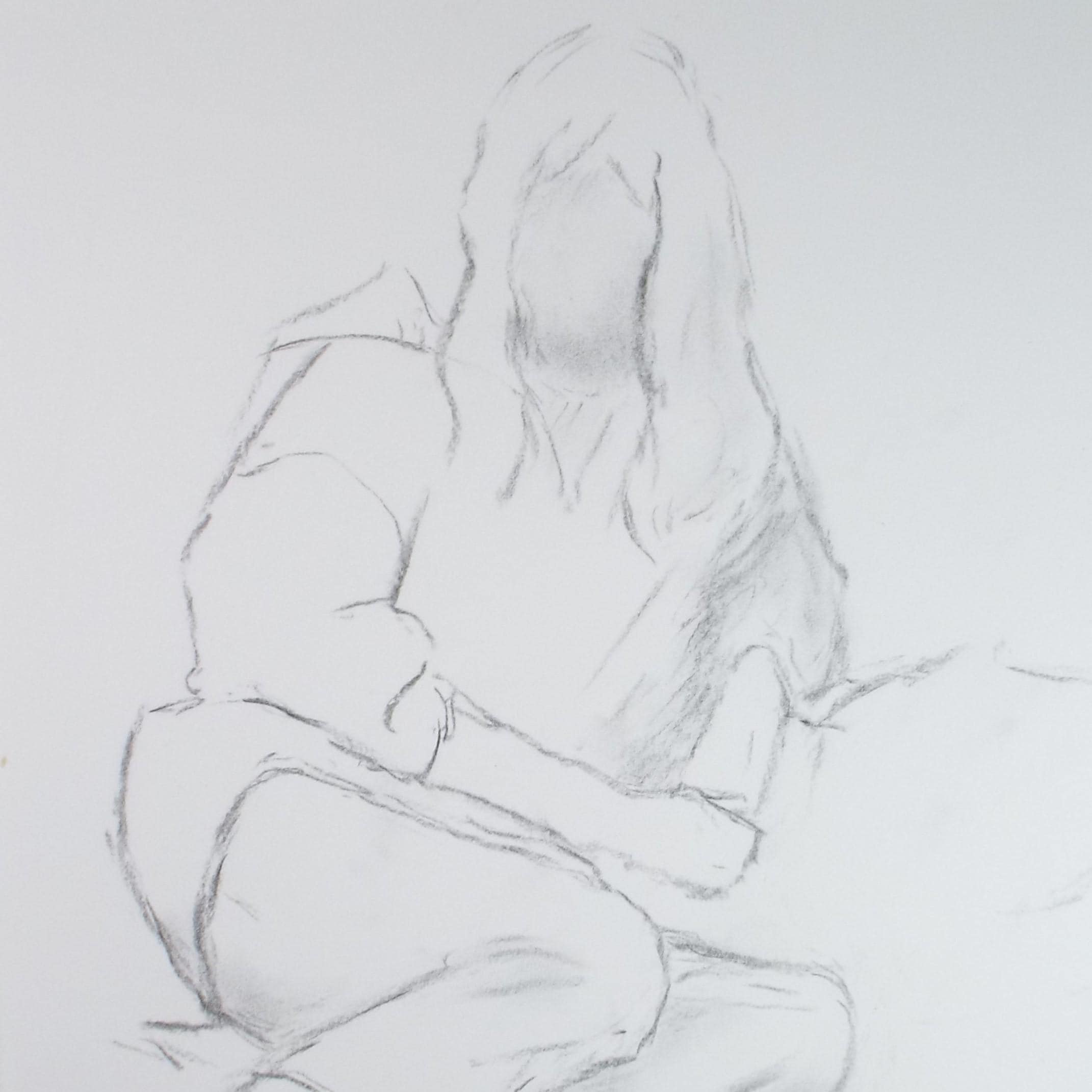 Pencil Drawing 'Seated Woman', c1960's, Franklin White (1892-1975)