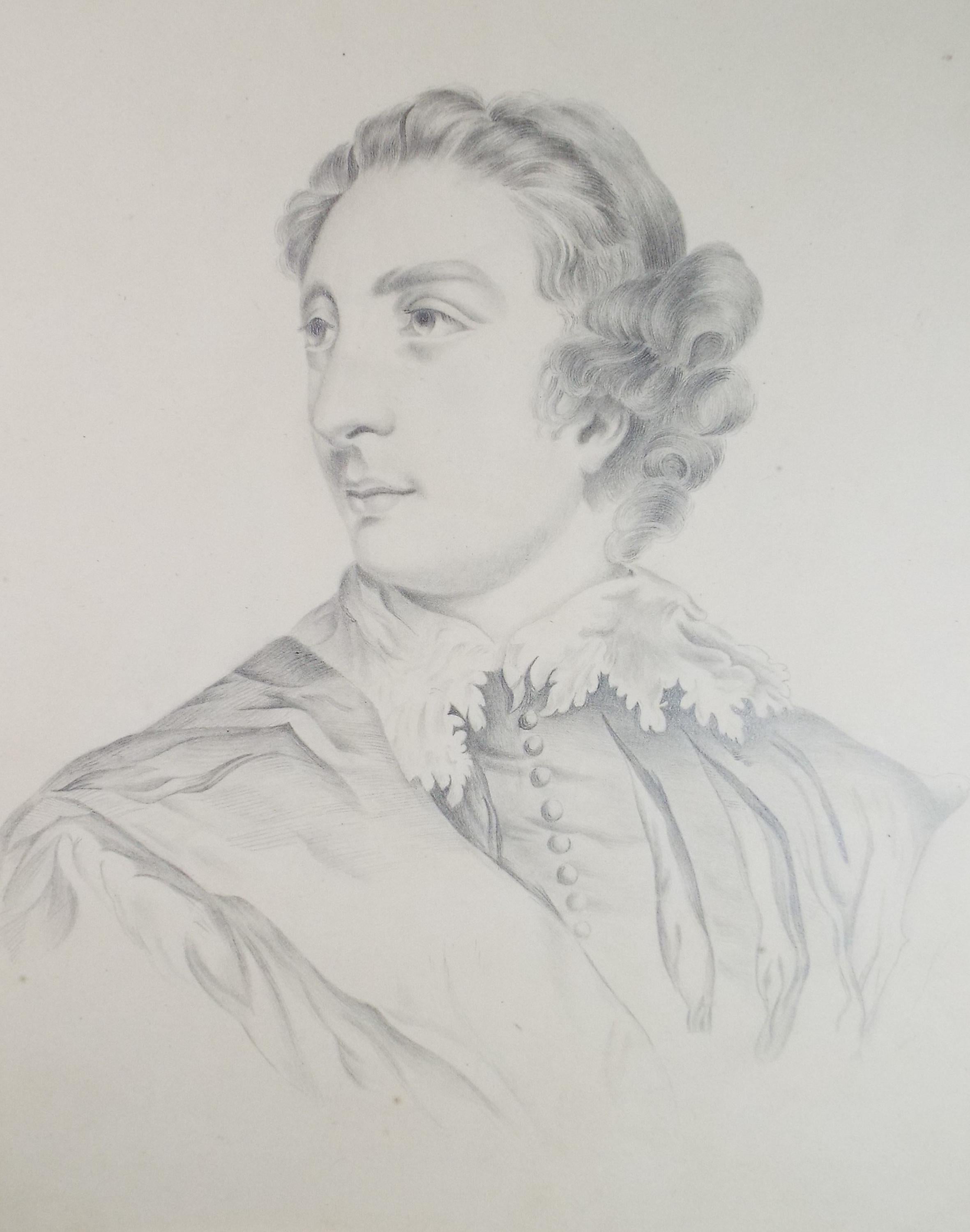 Original Pencil Drawing , 'Portrait of a Nobleman', Mid 19th Century, unknown artist