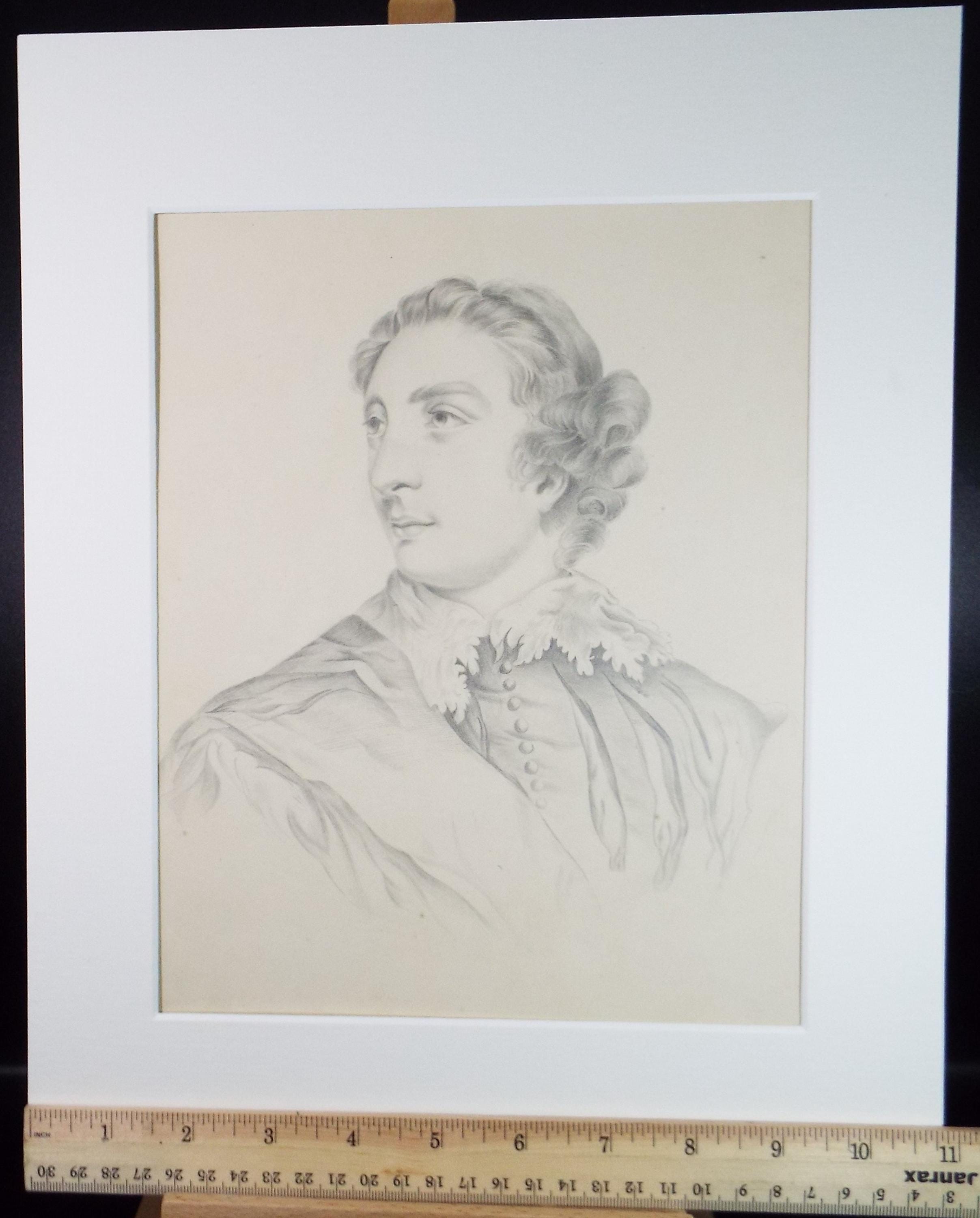 Original Pencil Drawing , 'Portrait of a Nobleman', Mid 19th Century, unknown artist