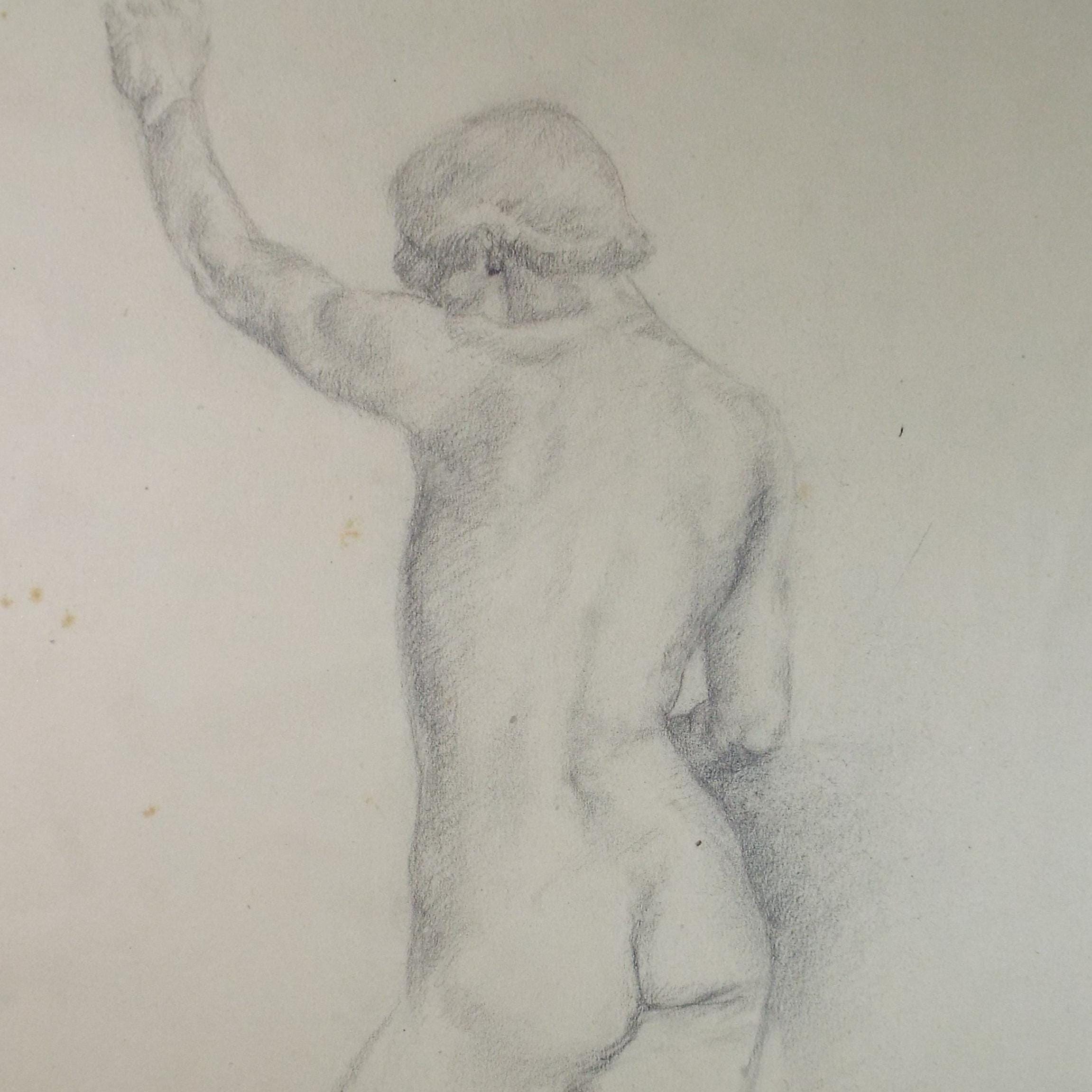 Original Pencil Drawing, 'Female Nude Life Study ', circa 1940's, Celia Fairfax