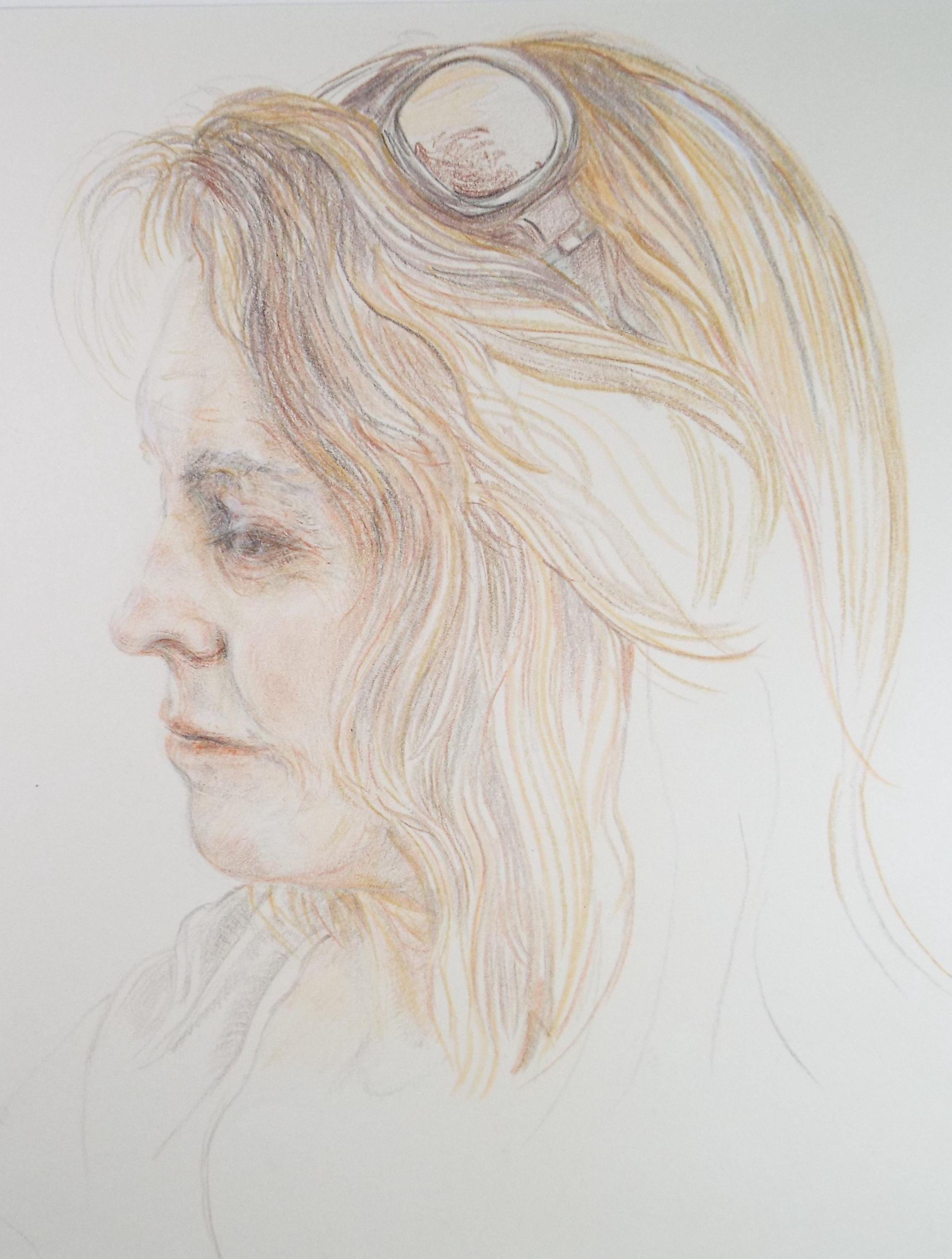 Original Pencil Drawing,'Portrait of a Woman', circa 1990's