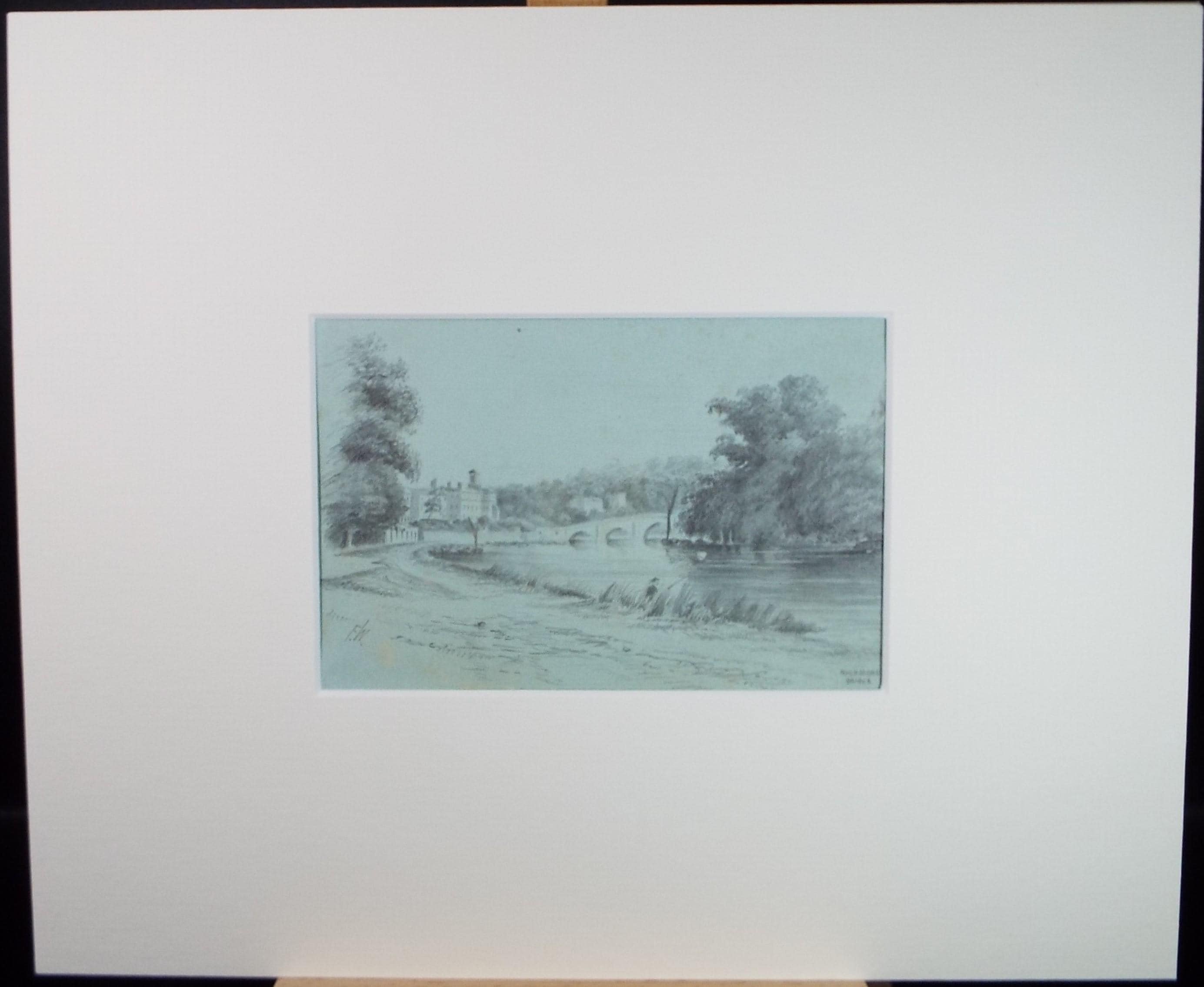 Original Pencil drawing, 'Richmond Bridge', Mid 19th Century