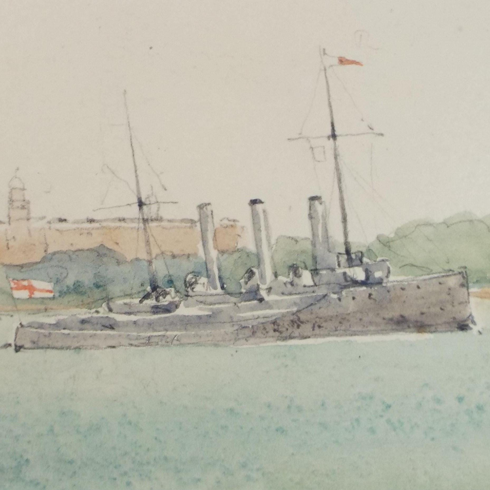Original Watercolour, 'HMS Speedy', Unknown Artist, dated 1907