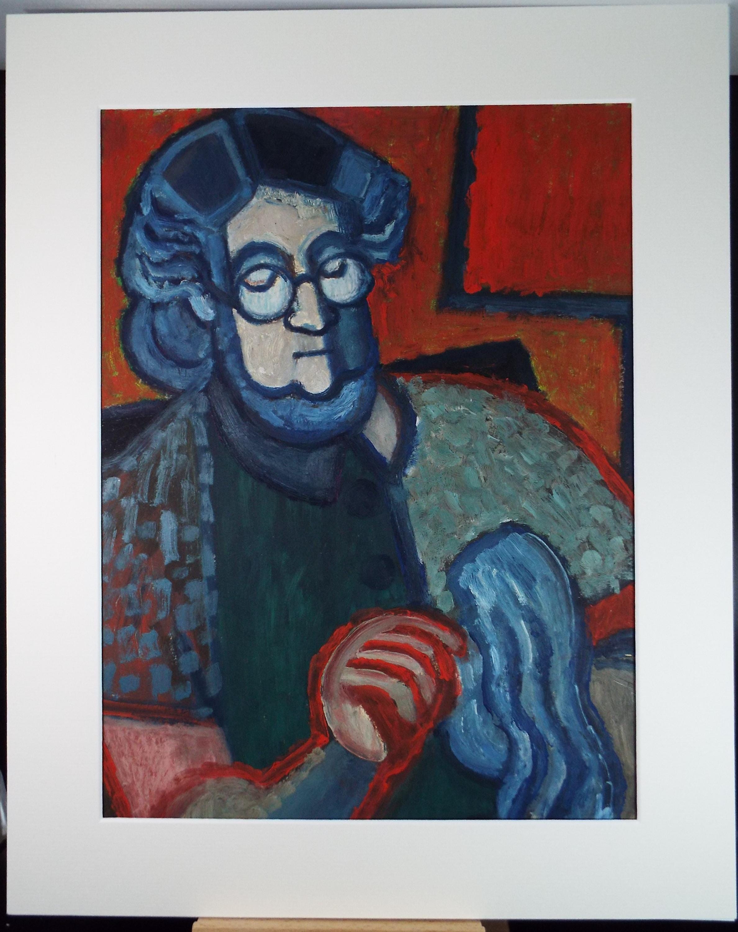 Original Watercolour & Gouache, 'Granny Knitting', Circa 1970's