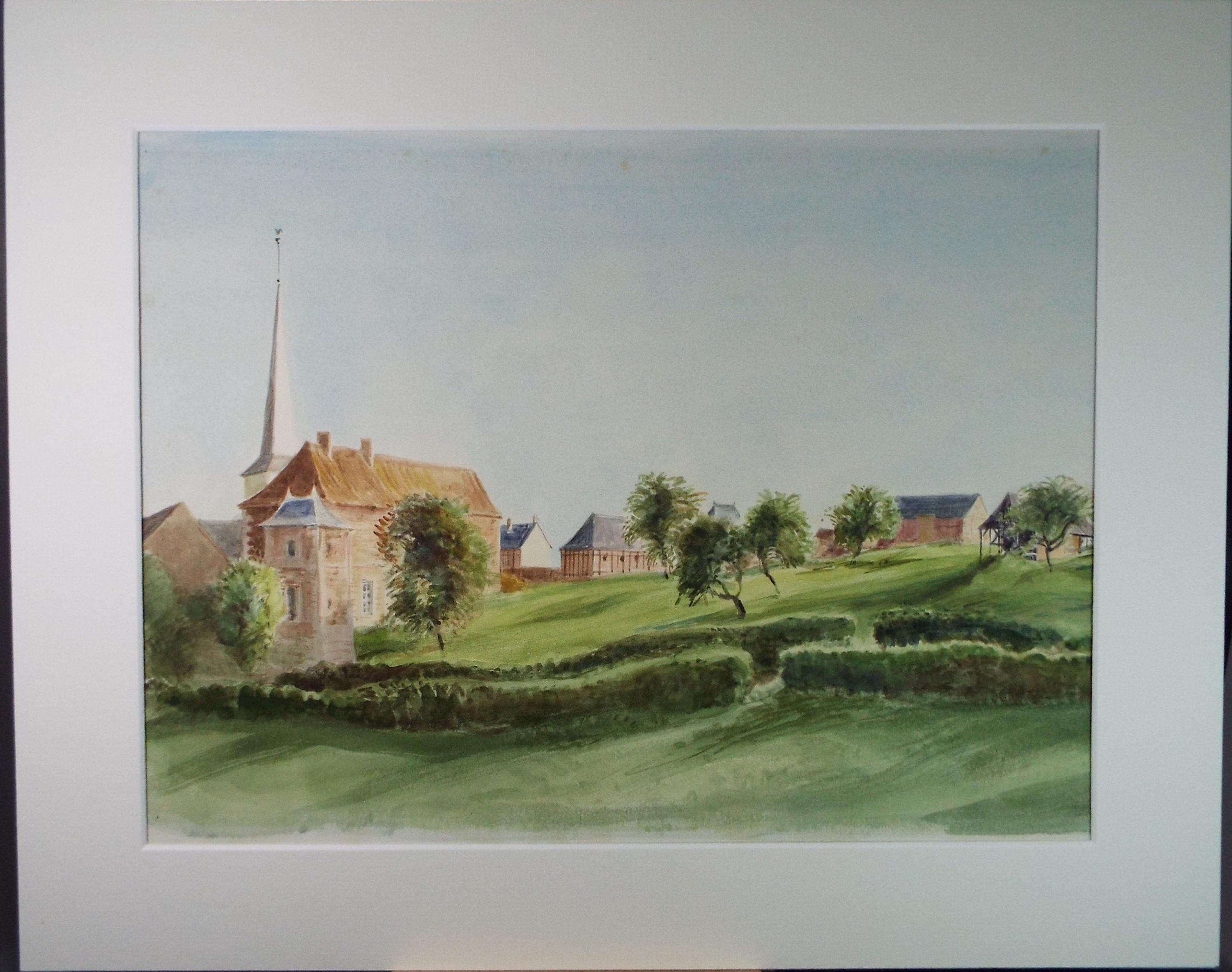 Original Watercolour drawing, 'French Hamlet', Unknown Artist, circa 1960's