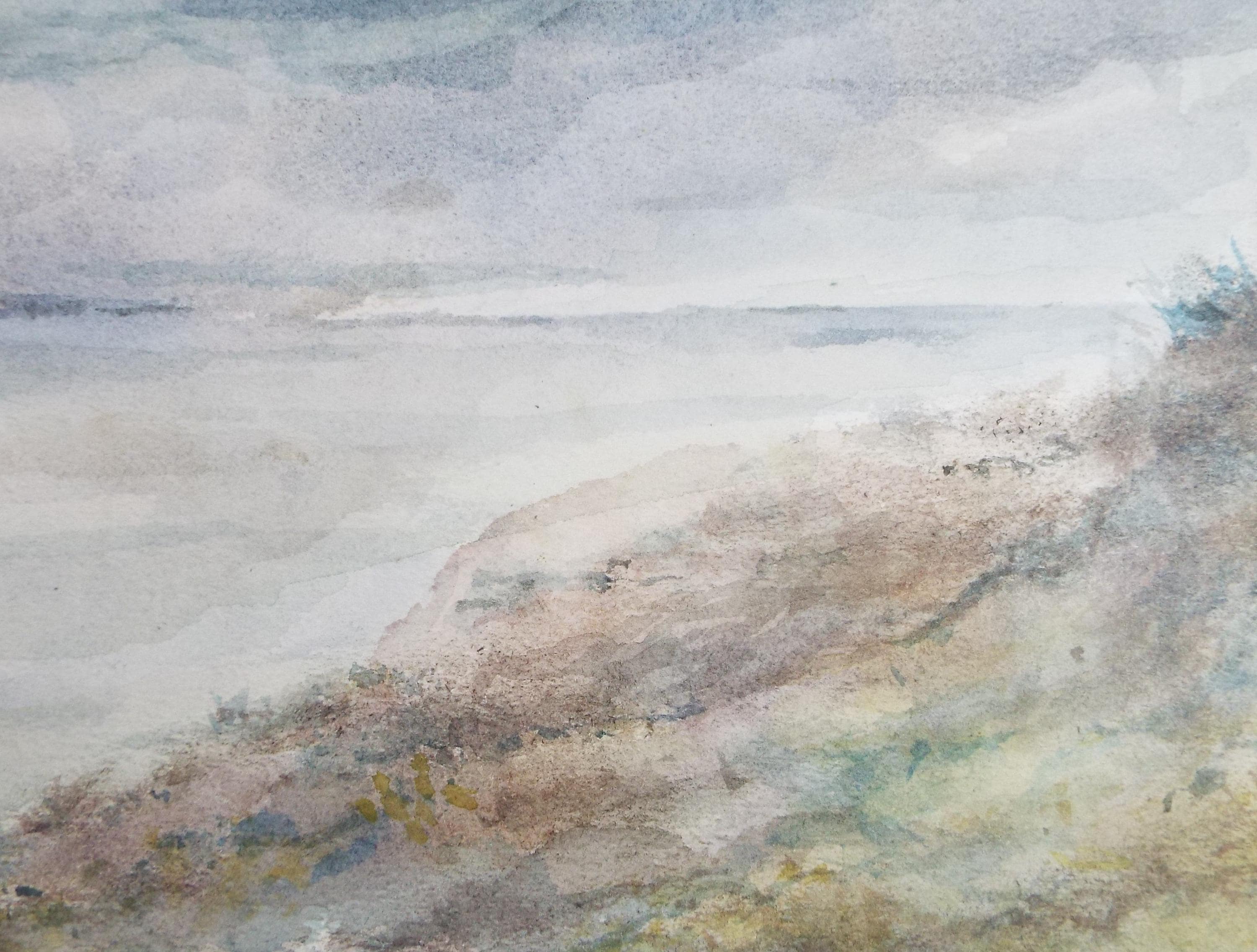 Original Watercolour, 'Coastal Sand Dunes', 1980's, unknown artist