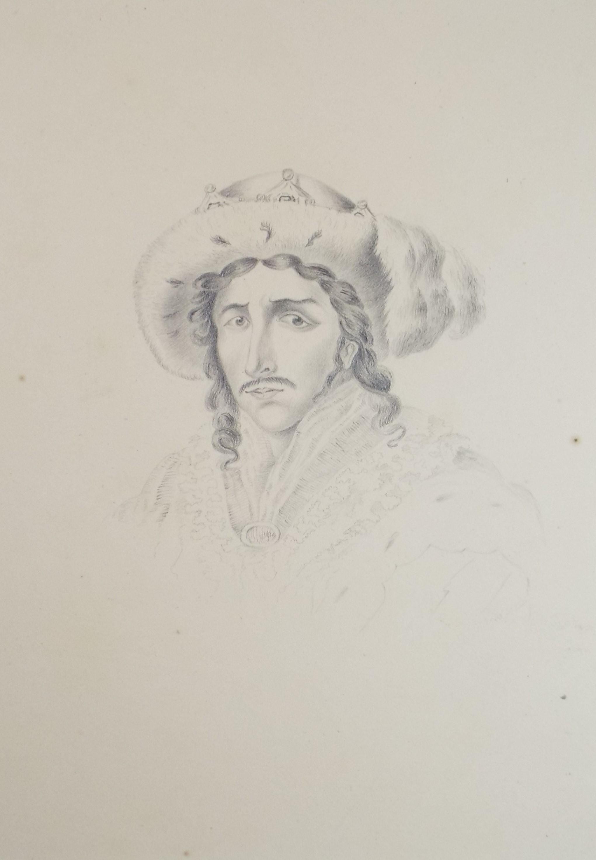 Original Pencil Drawing , 'Portrait of an Nobleman', Mid 19th Century