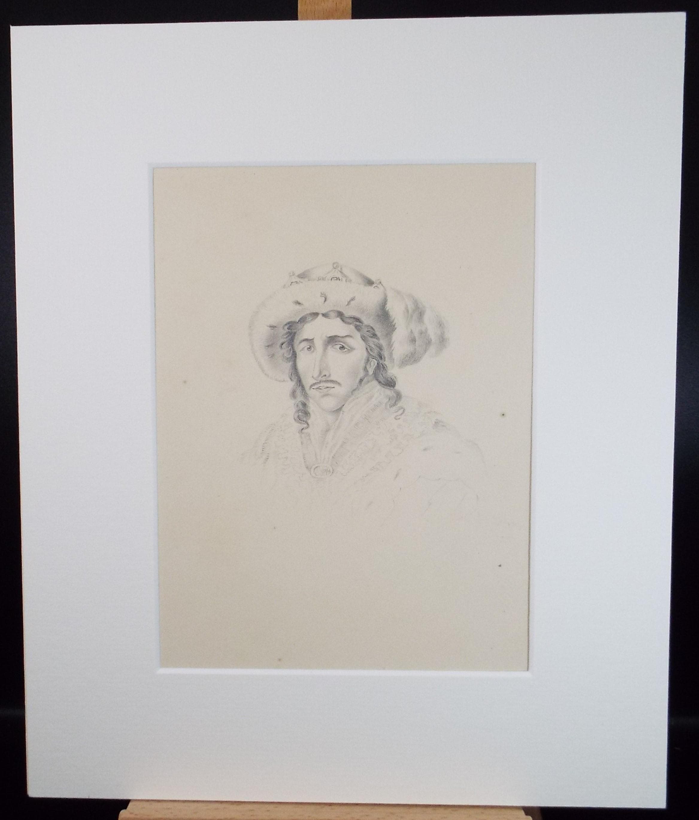 Original Pencil Drawing , 'Portrait of an Nobleman', Mid 19th Century