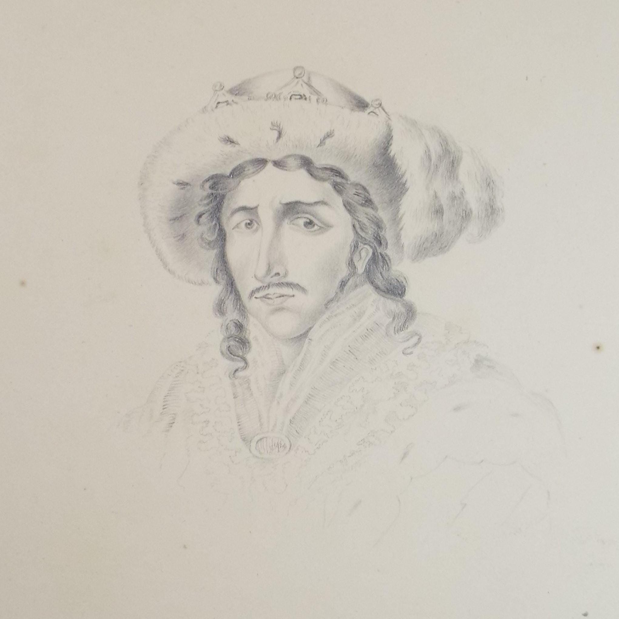 Original Pencil Drawing , 'Portrait of an Nobleman', Mid 19th Century