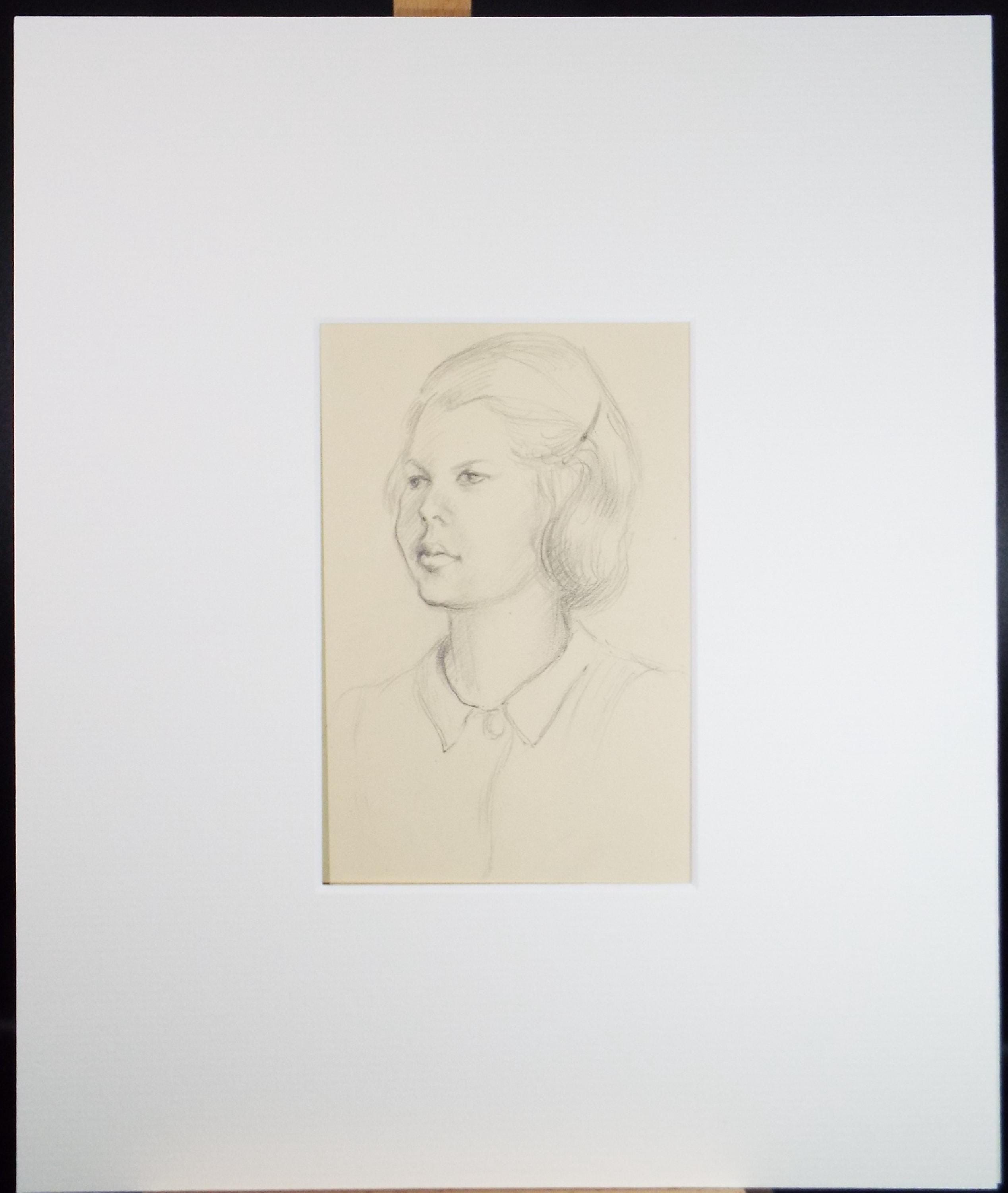 Original Pencil Sketch,'Study of a Girl', Circa 1940's