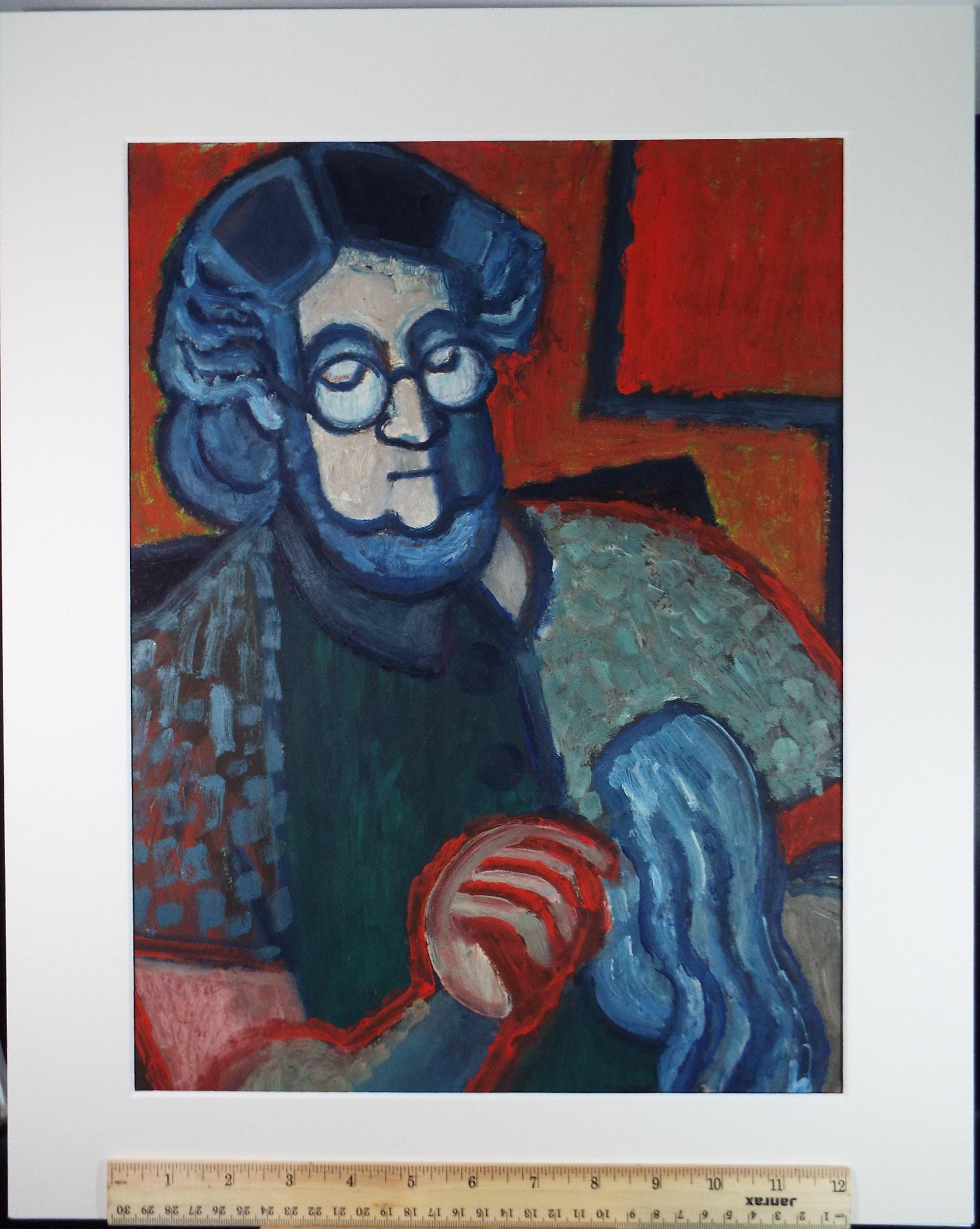 Original Watercolour & Gouache, 'Granny Knitting', Circa 1970's