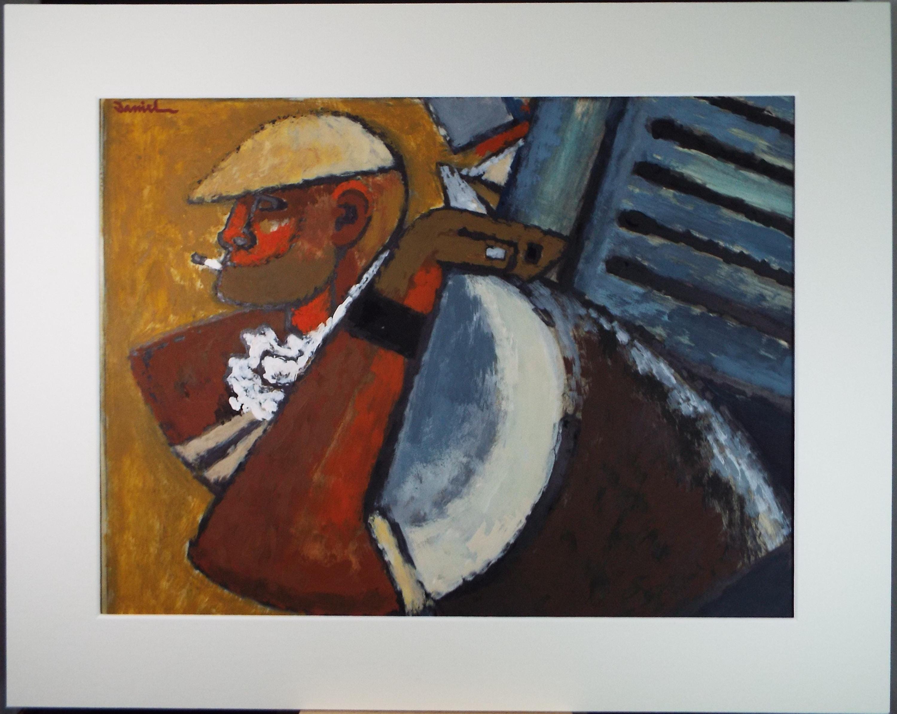 Original Watercolour & Gouache, 'Refuse Collector', Circa 1970's