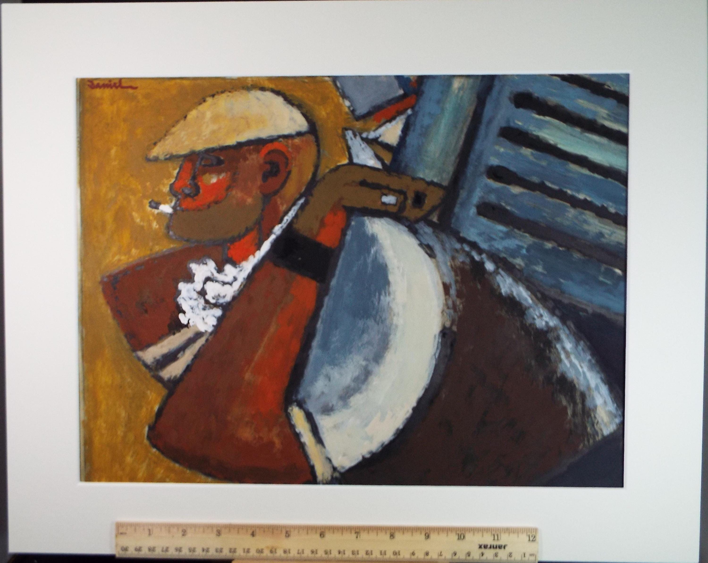 Original Watercolour & Gouache, 'Refuse Collector', Circa 1970's