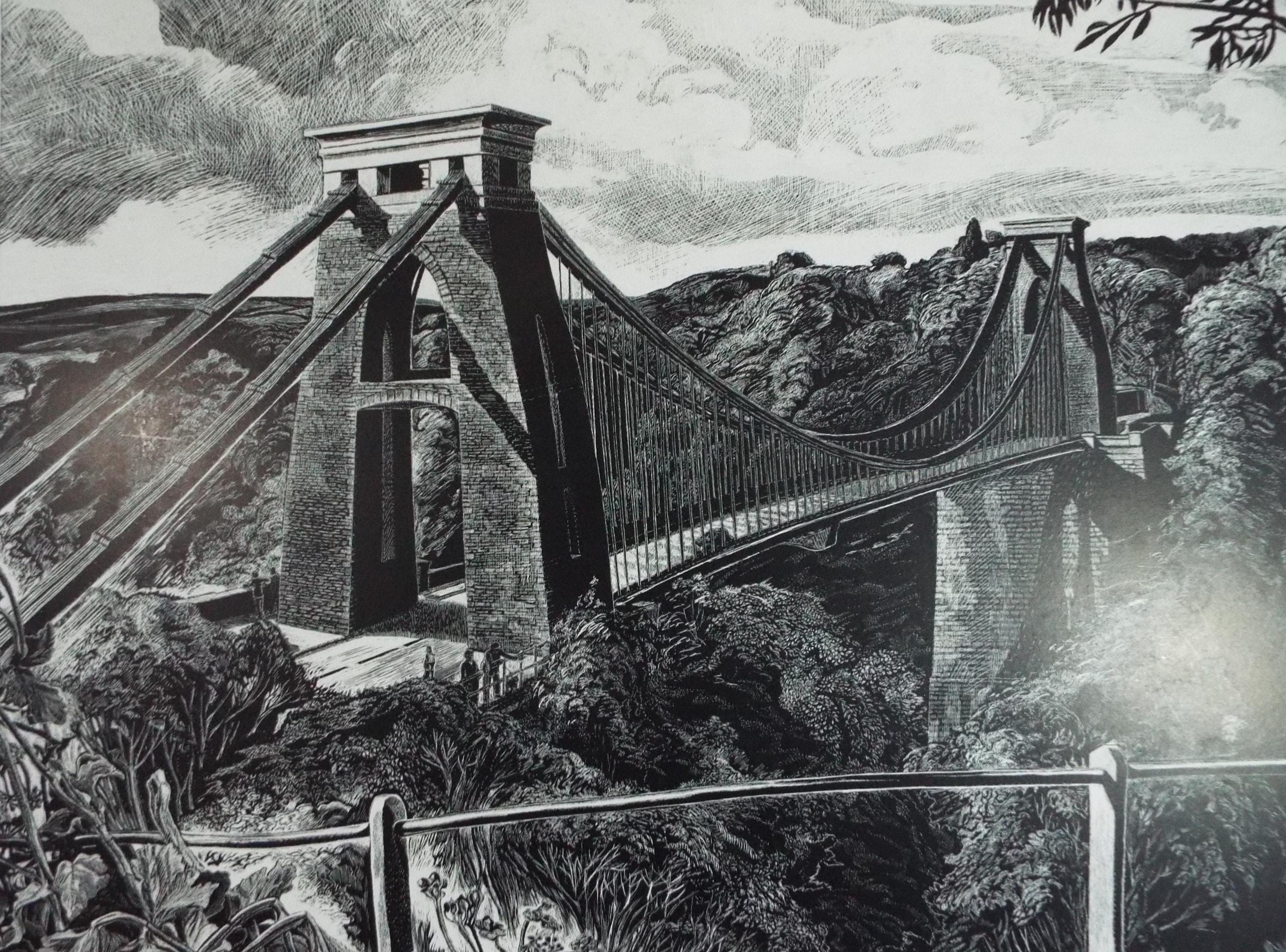 Original Scraperboard & ink , 'Clifton Suspension Bridge', Lorraine Abraham