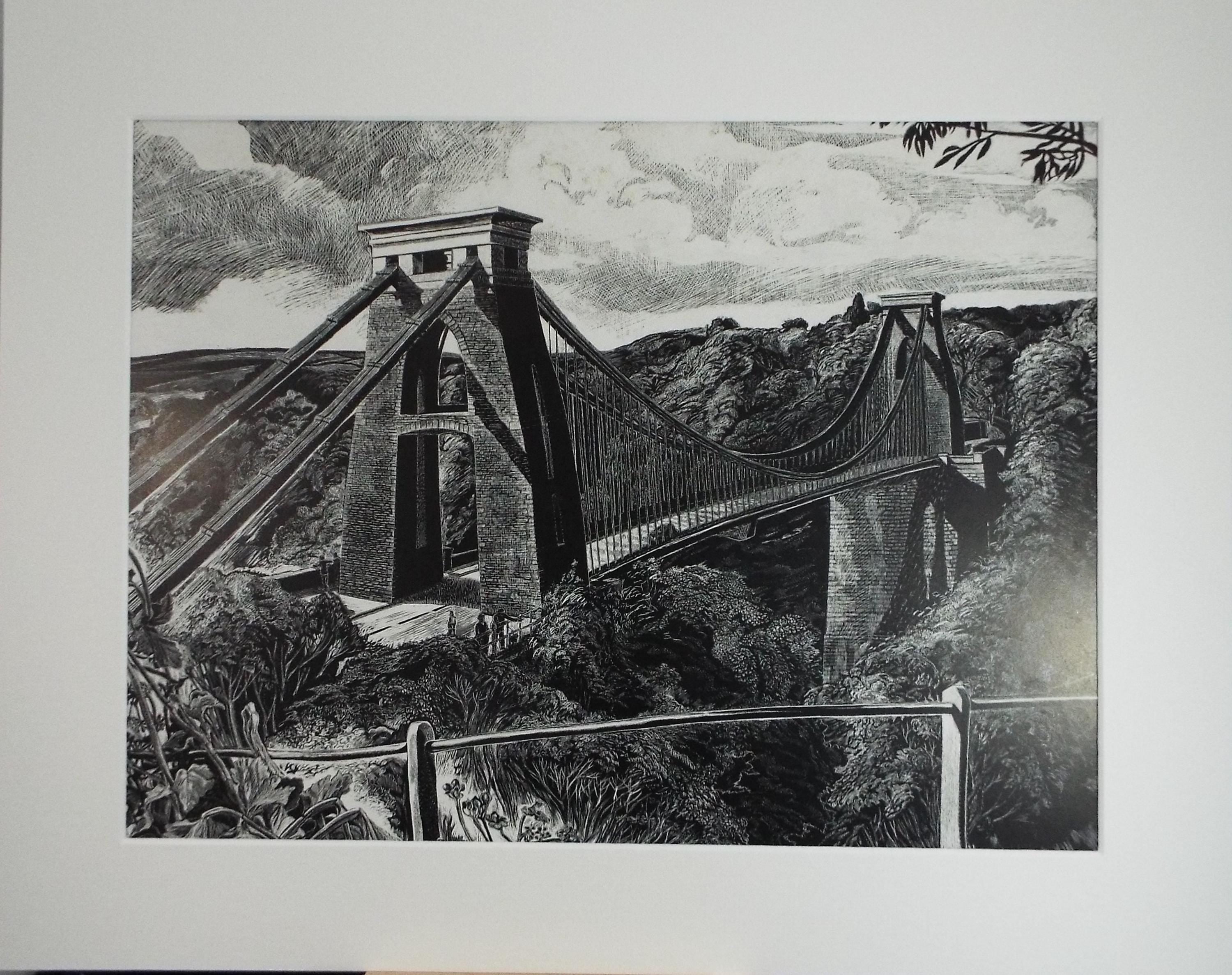 Original Scraperboard & ink , 'Clifton Suspension Bridge', Lorraine Abraham
