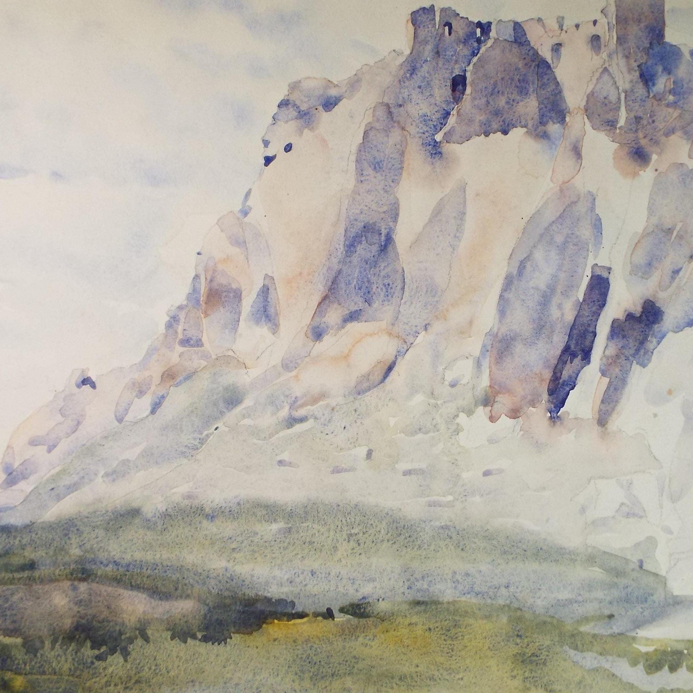 Original Watercolour, 'Les Baux', Unknown Artist, Dated 1921