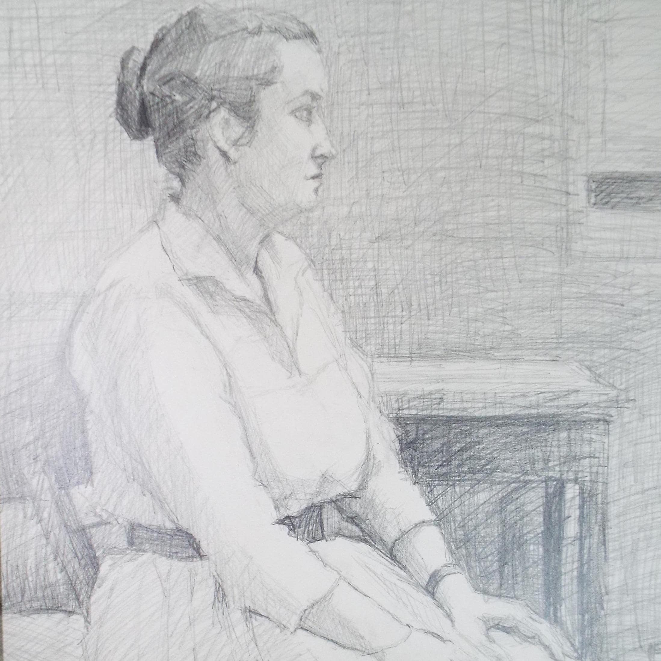 Pencil drawing 'Seated Woman', c1950s, Pauline Plummer (b1930)