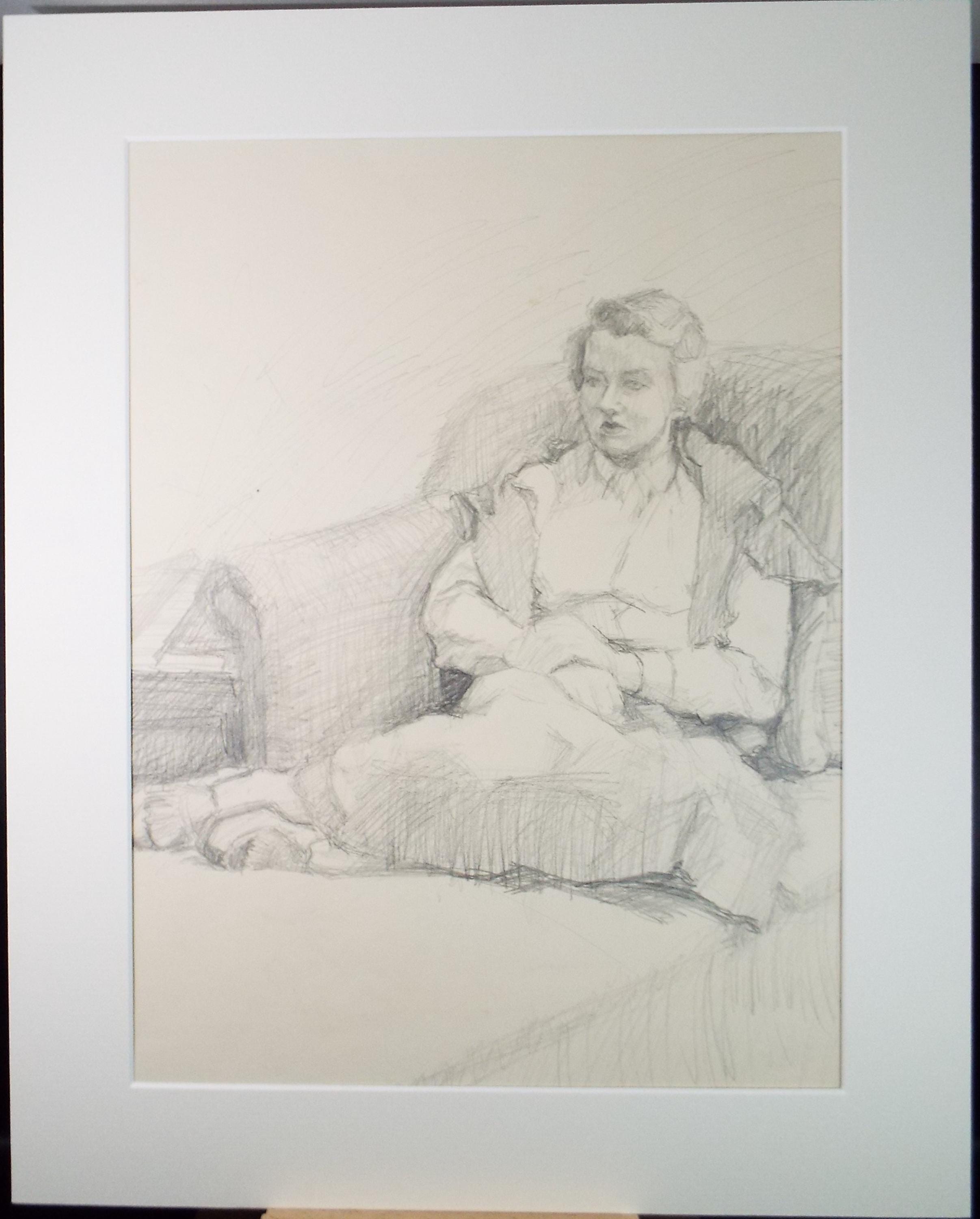 Pencil drawing 'Seated Woman', c1950s, Pauline Plummer (b1930)