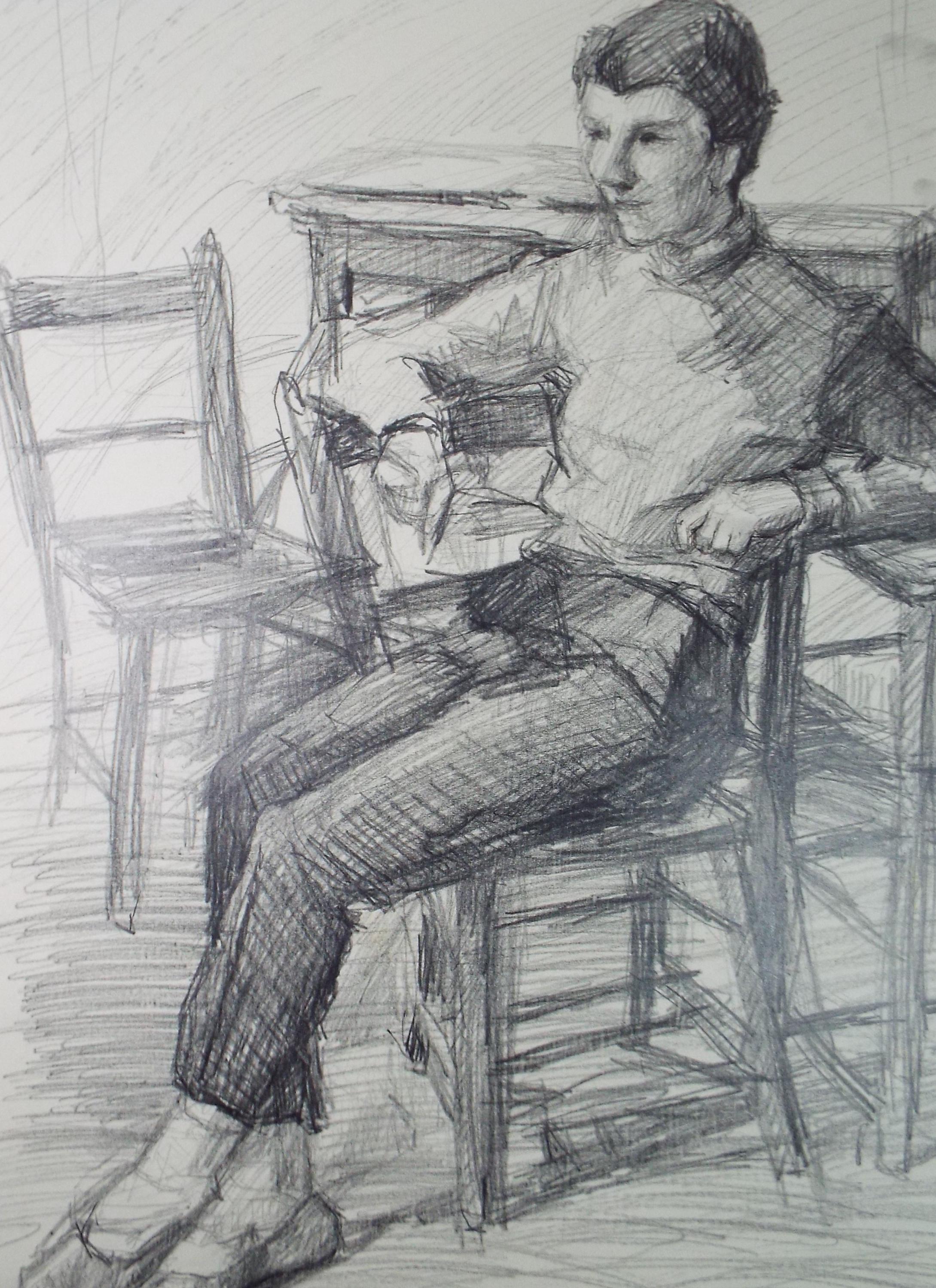 Pencil drawing 'Seated Woman', c1950s, Pauline Plummer (b1930)