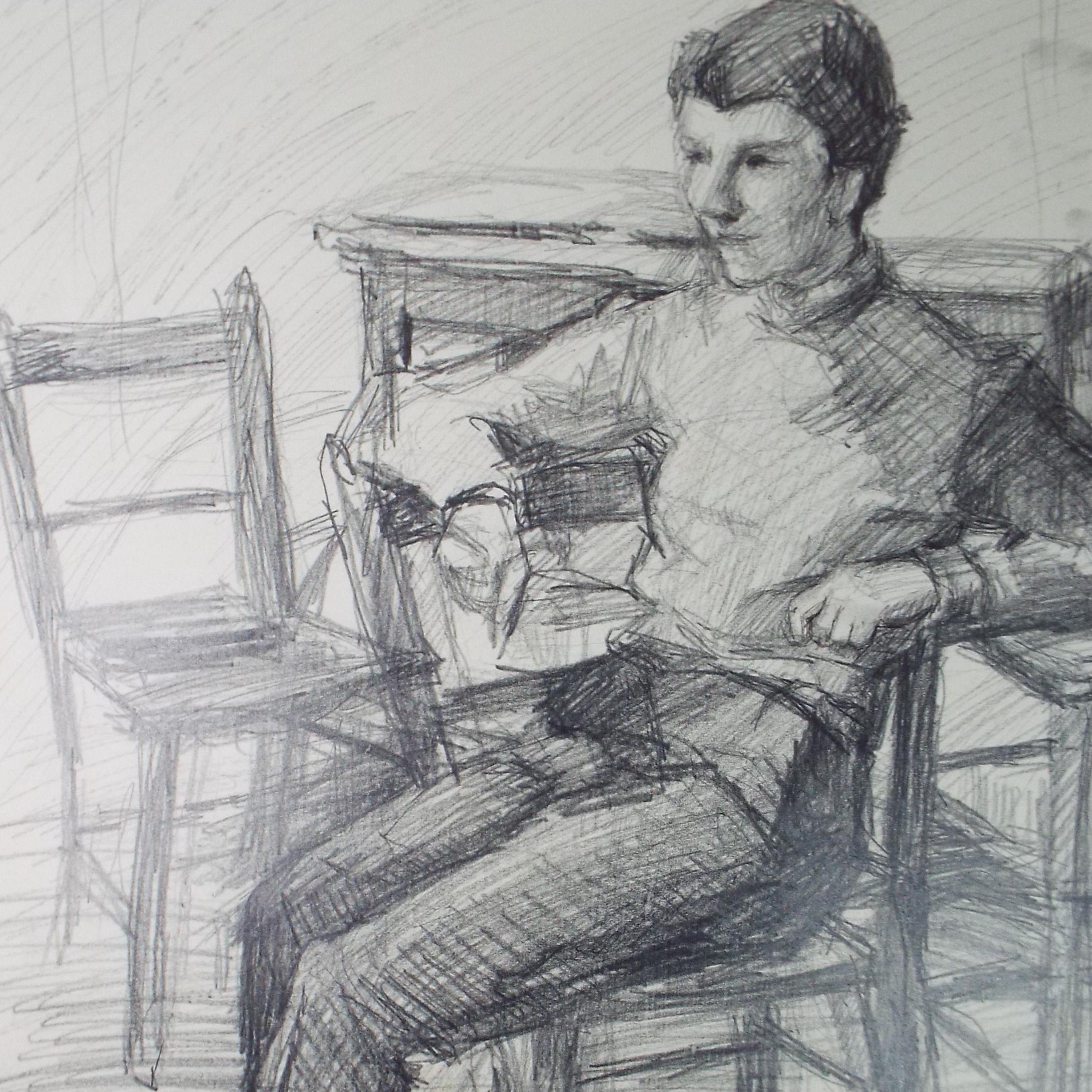 Pencil drawing 'Seated Woman', c1950s, Pauline Plummer (b1930)