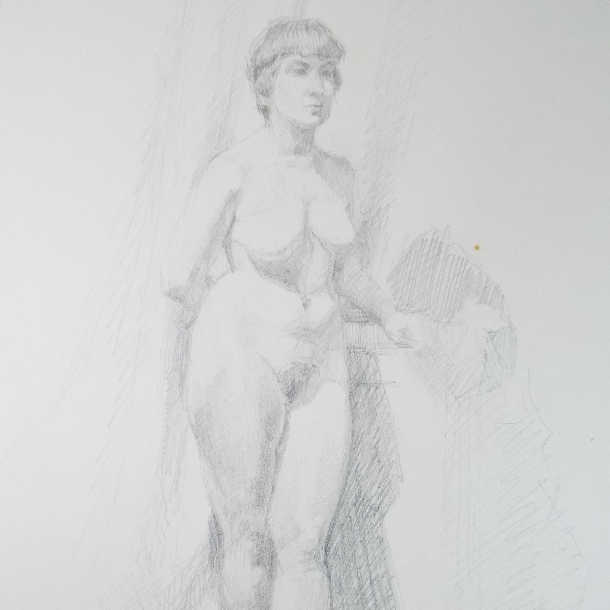 Original Pencil Sketch,'Standing Nude', Circa 1950's, Pauline Plummer (b 1930)