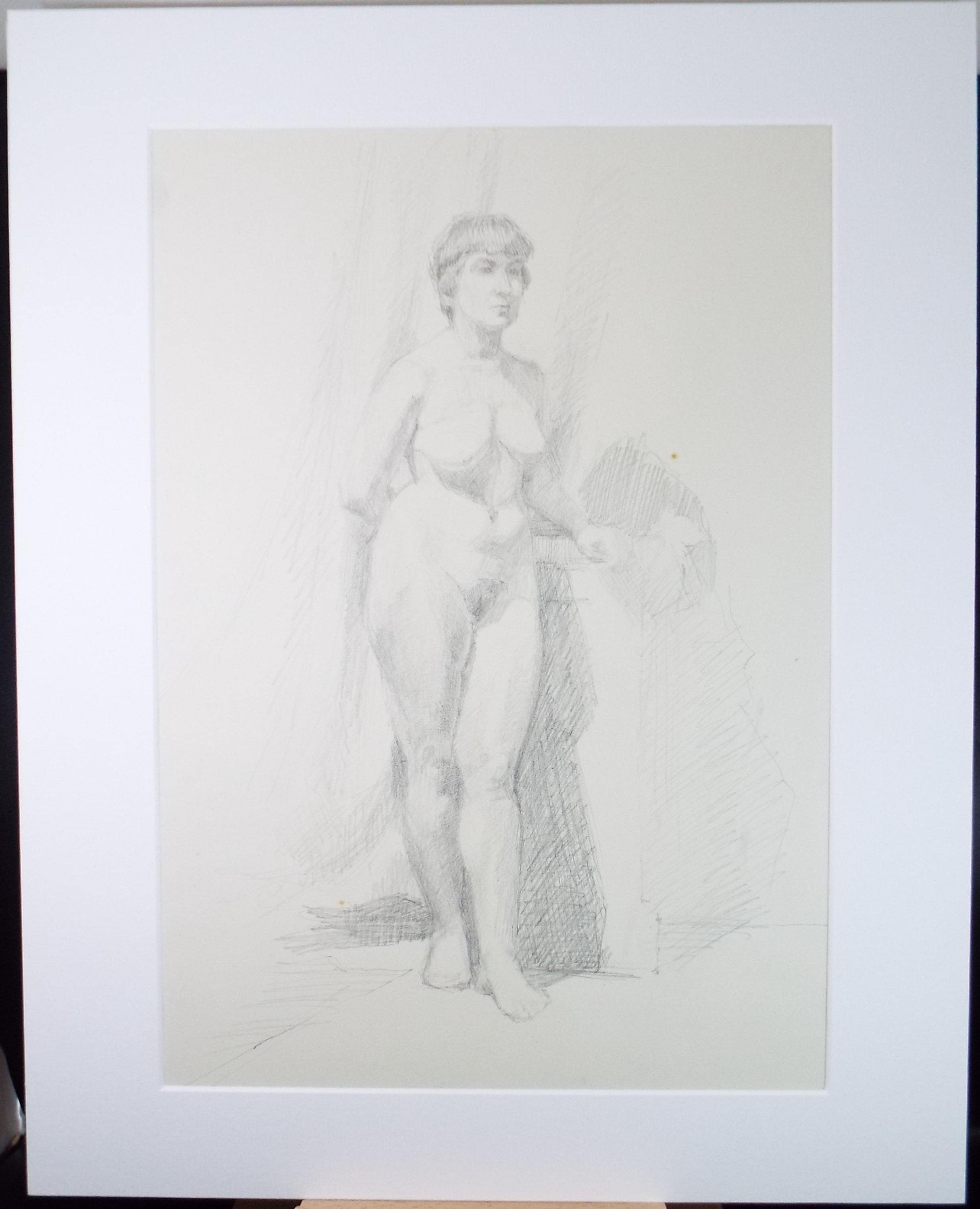 Original Pencil Sketch,'Standing Nude', Circa 1950's, Pauline Plummer (b 1930)