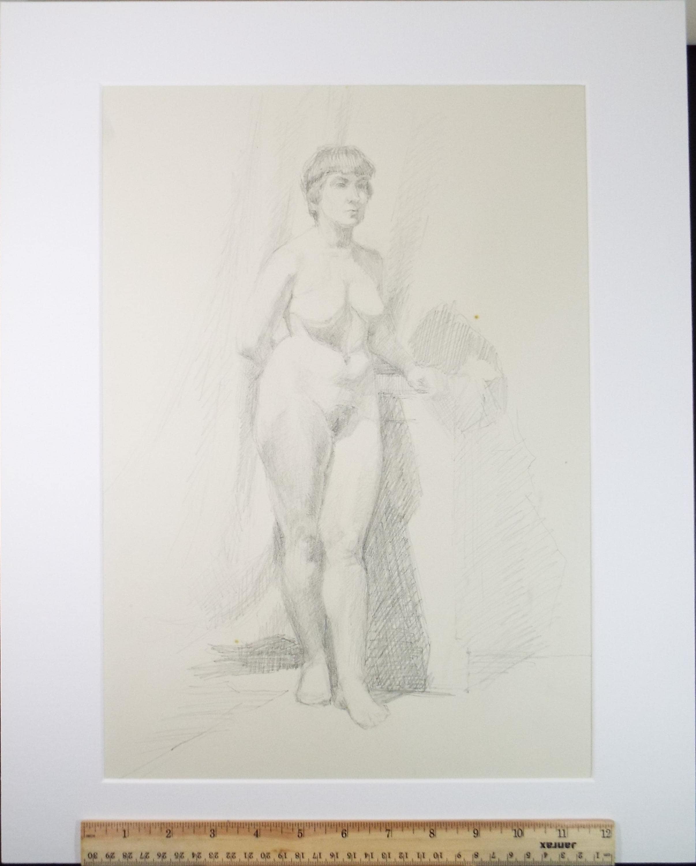 Original Pencil Sketch,'Standing Nude', Circa 1950's, Pauline Plummer (b 1930)