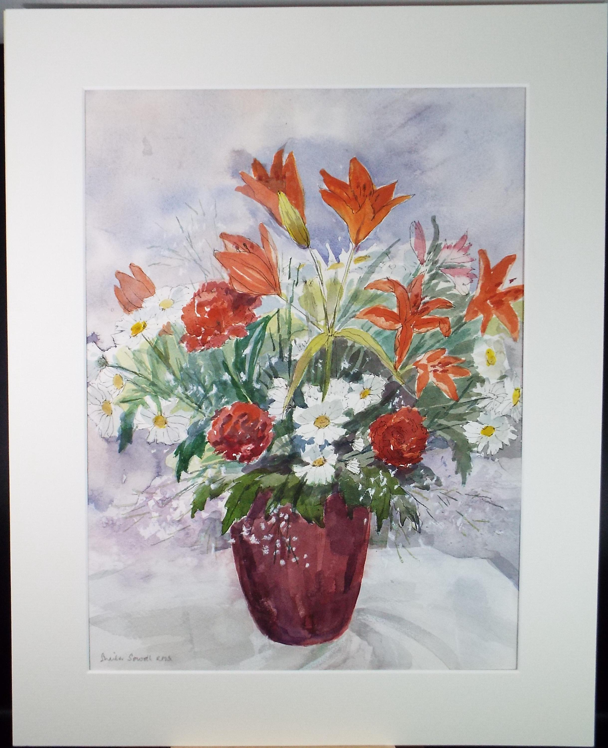 Original Watercolour, 'Mixed Flowers', Shelia Sewell RMS, circa 1990's