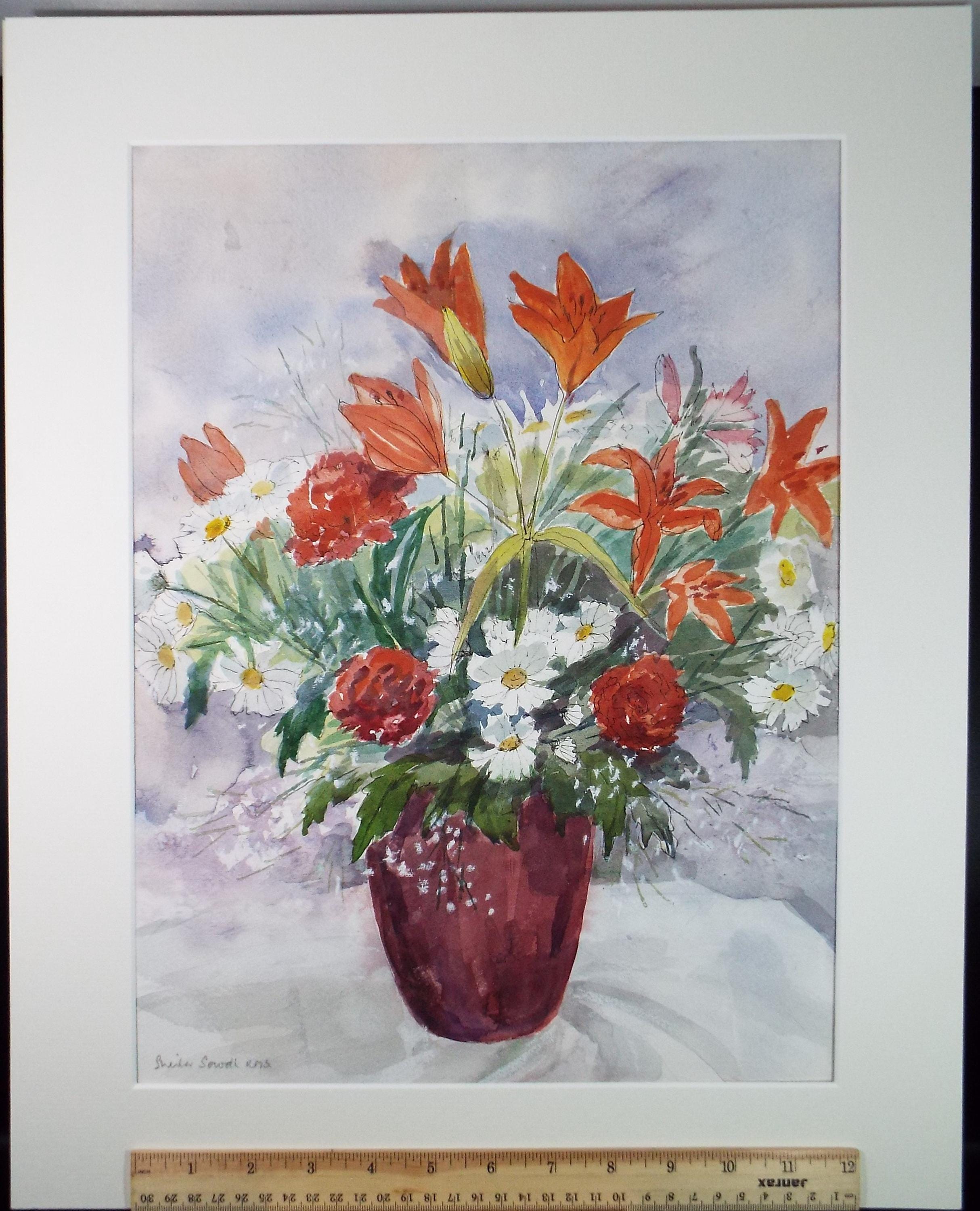 Original Watercolour, 'Mixed Flowers', Shelia Sewell RMS, circa 1990's