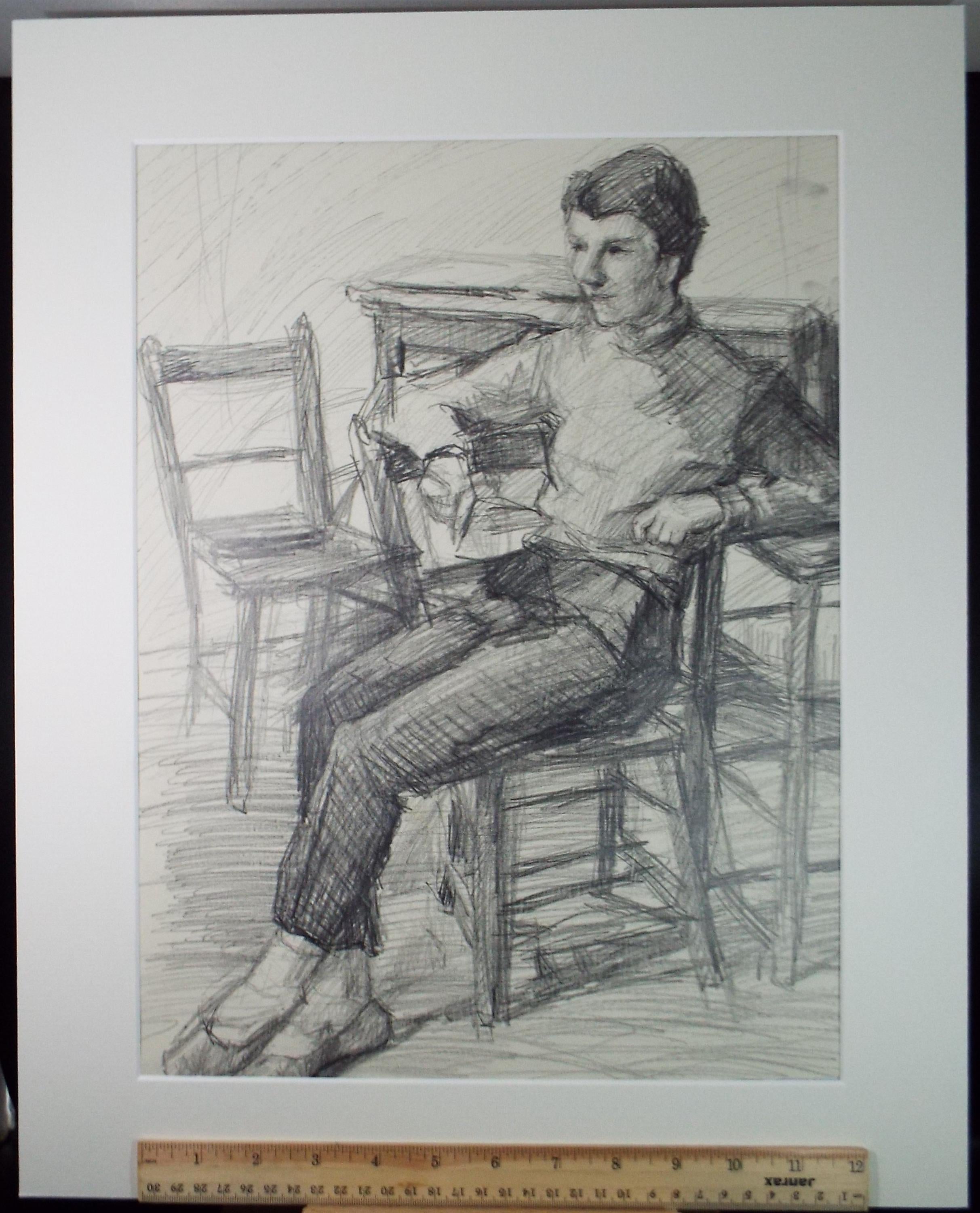 Pencil drawing 'Seated Woman', c1950s, Pauline Plummer (b1930)