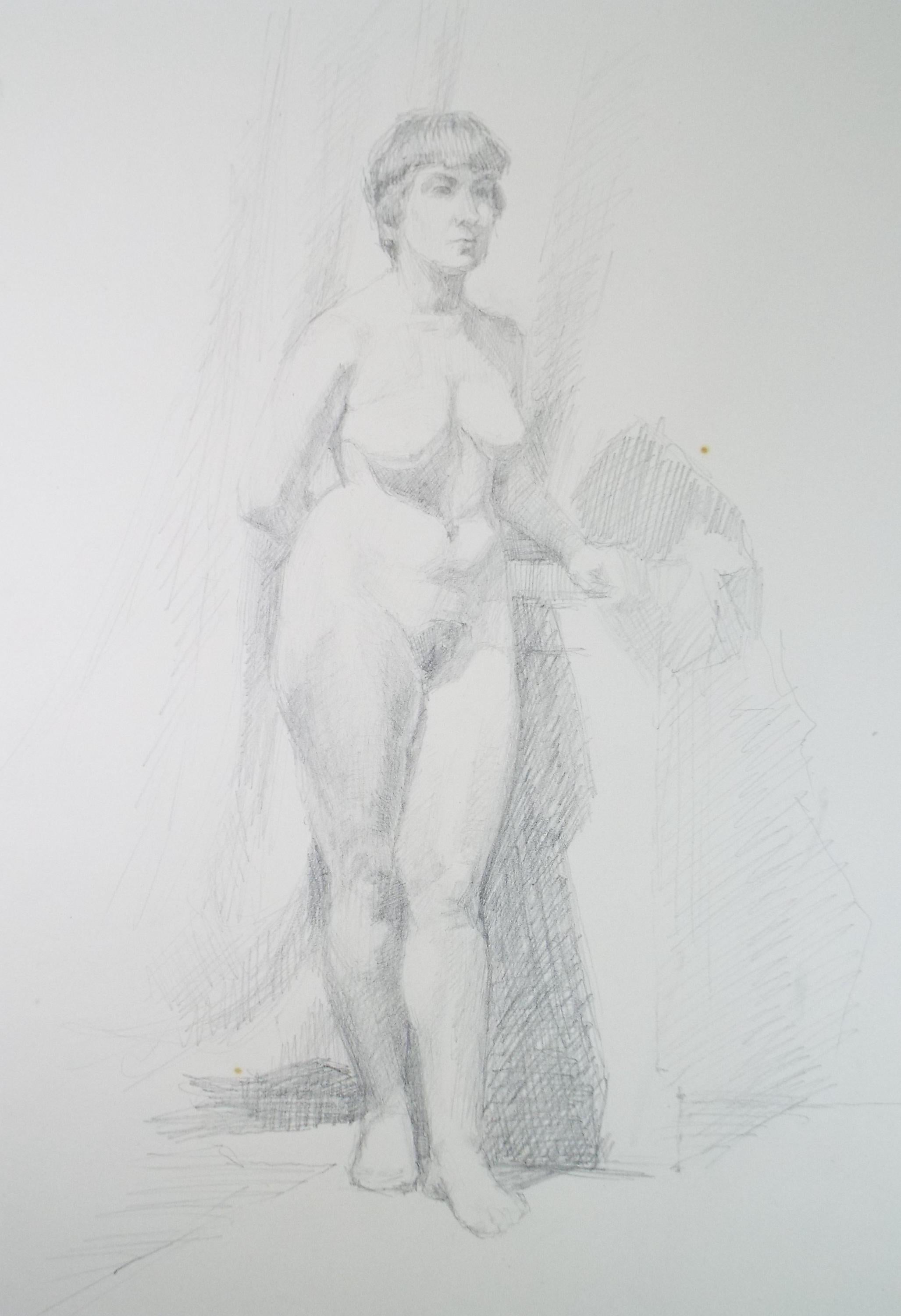 Original Pencil Sketch,'Standing Nude', Circa 1950's, Pauline Plummer (b 1930)