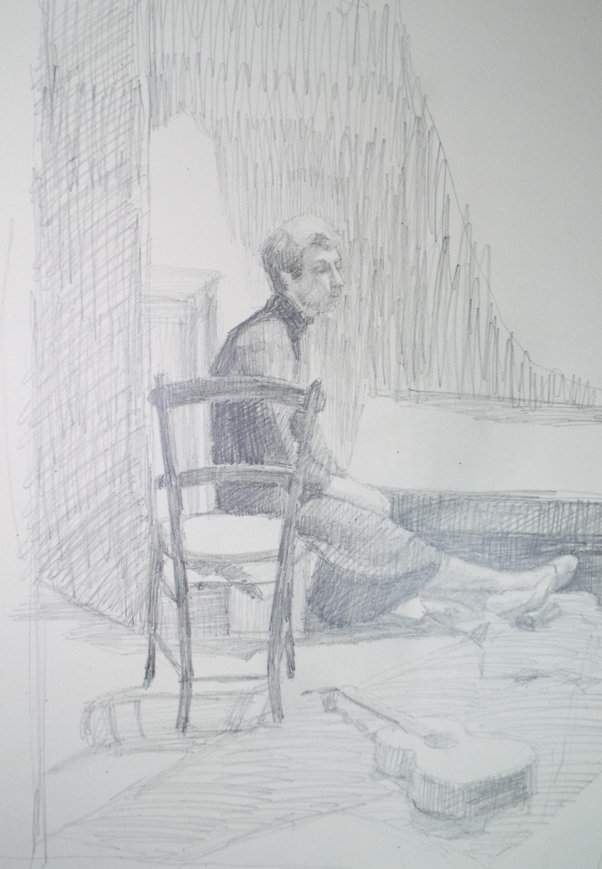 Pencil drawing 'Seated Woman', c1950s, Pauline Plummer (b1930)