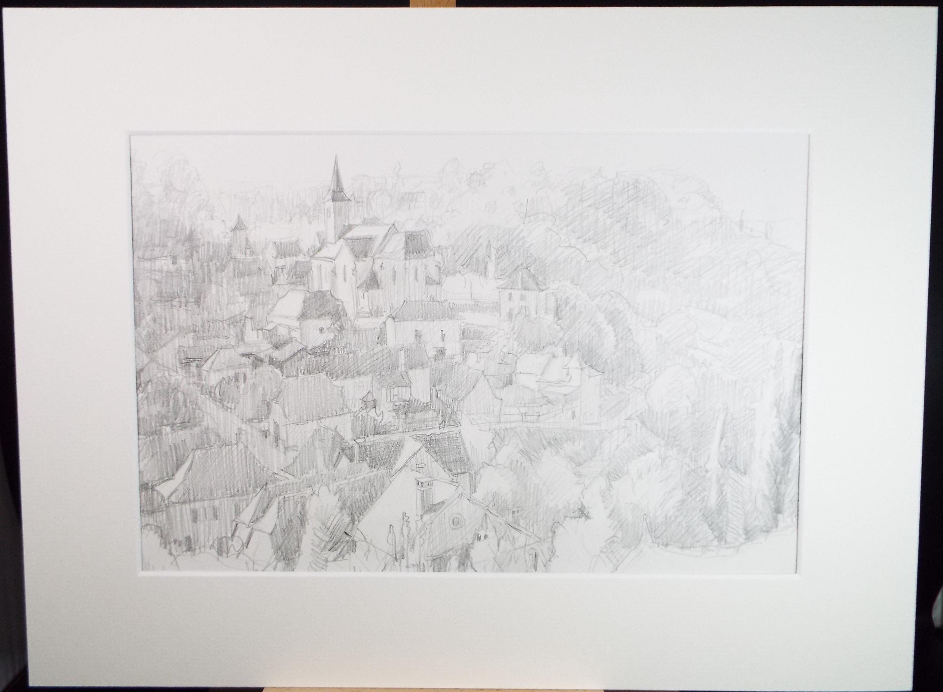 Pencil drawing 'Beduer, Lot', Pauline Plummer (b1933), Circa 1990's