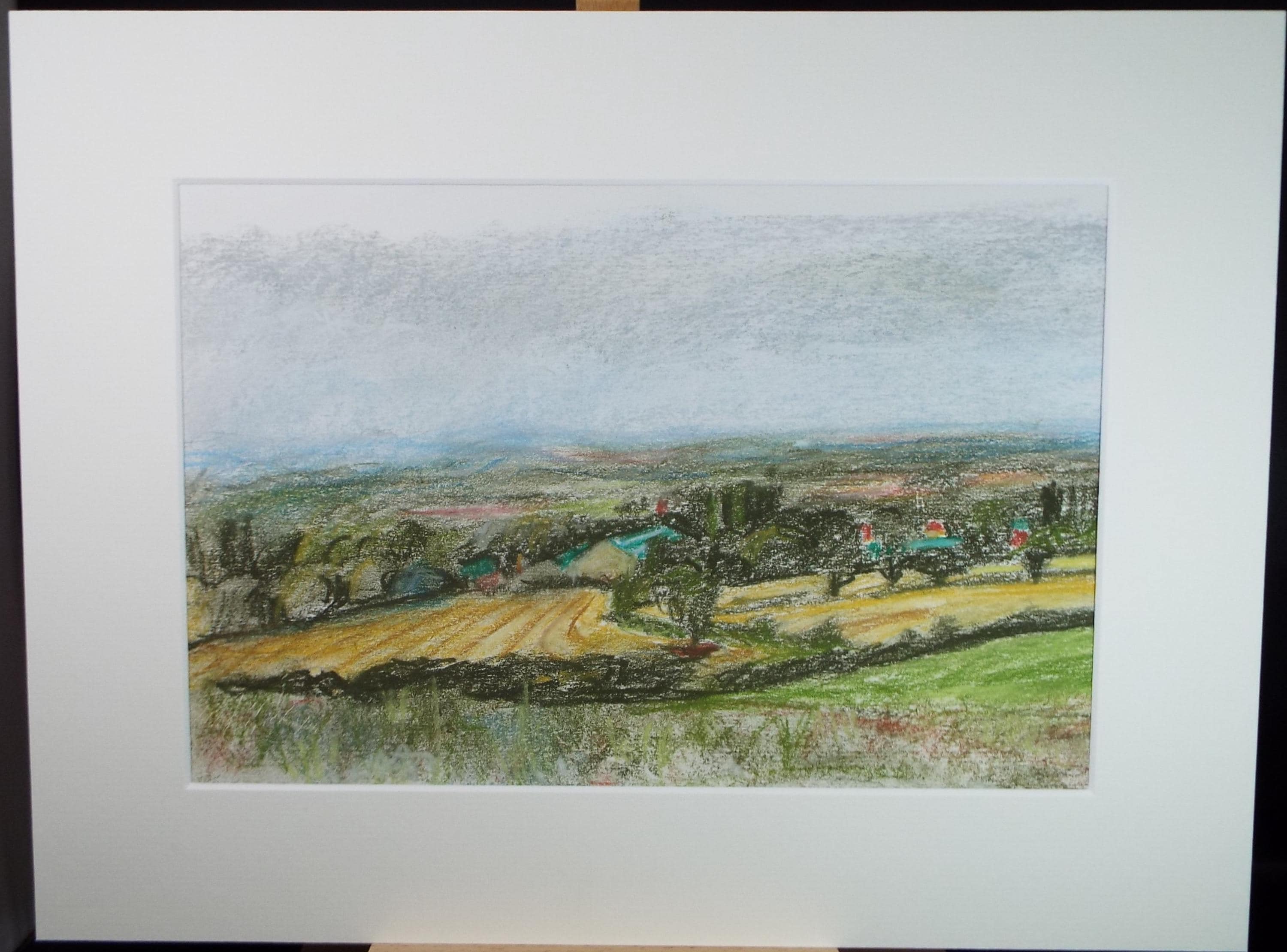 Pastel Drawing, 'Farming Landscape', Pauline Plummer (b1933), Circa 1990's