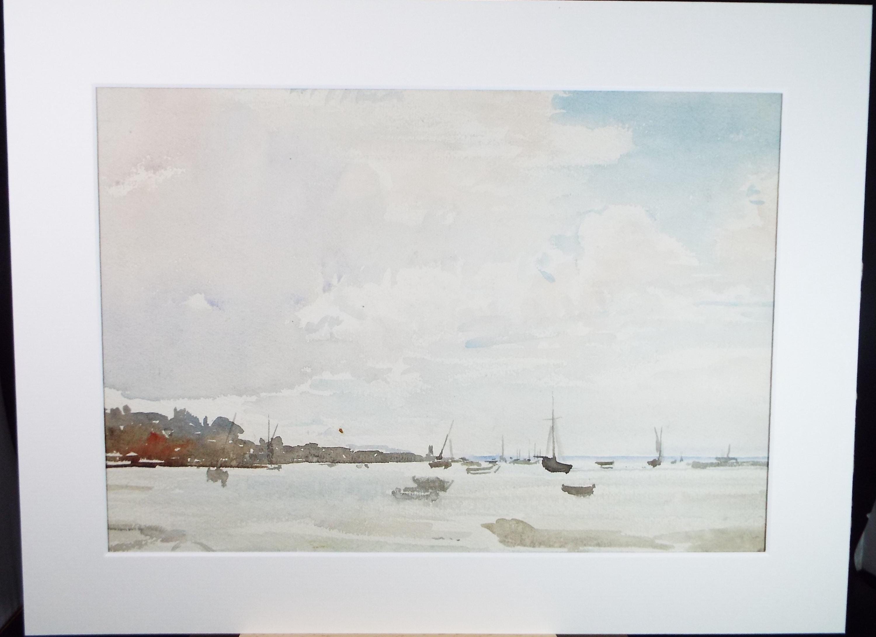 Original Watercolour, 'Moored Sailing Boats', David Muirhead (1867-1930)