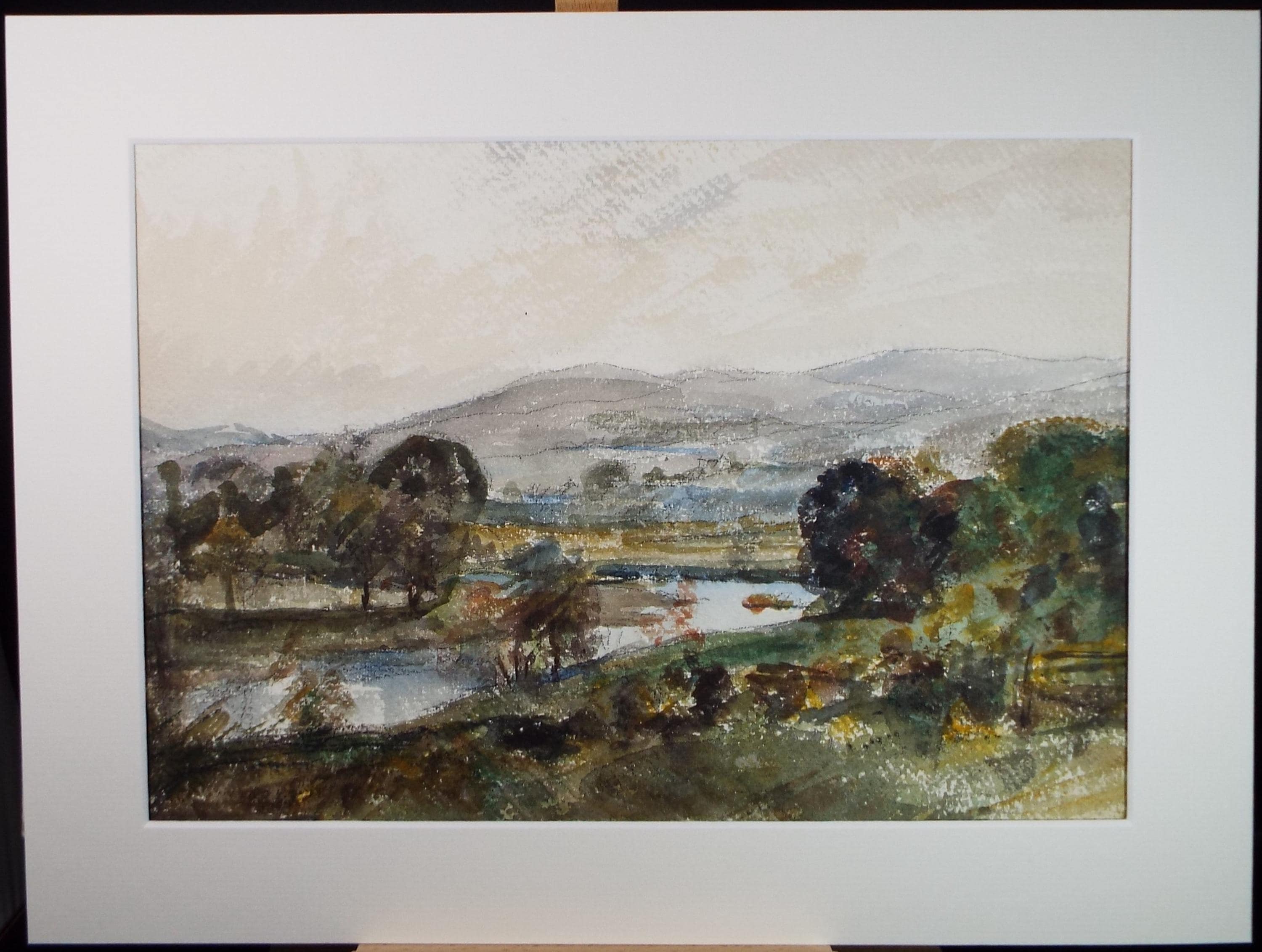Original Watercolour, 'River Valley', A E Borthwick (1871-1955), circa 1940's