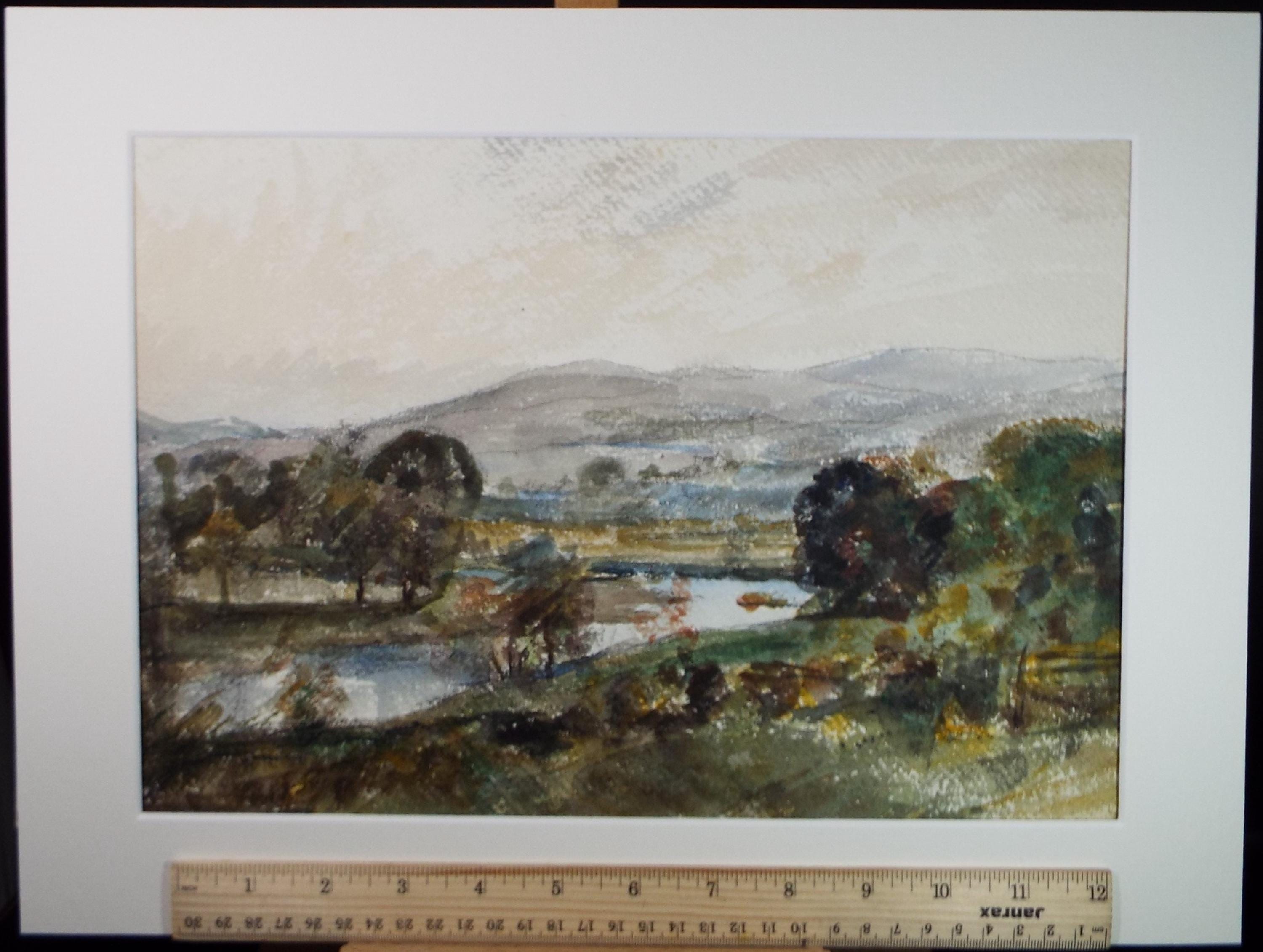 Original Watercolour, 'River Valley', A E Borthwick (1871-1955), circa 1940's