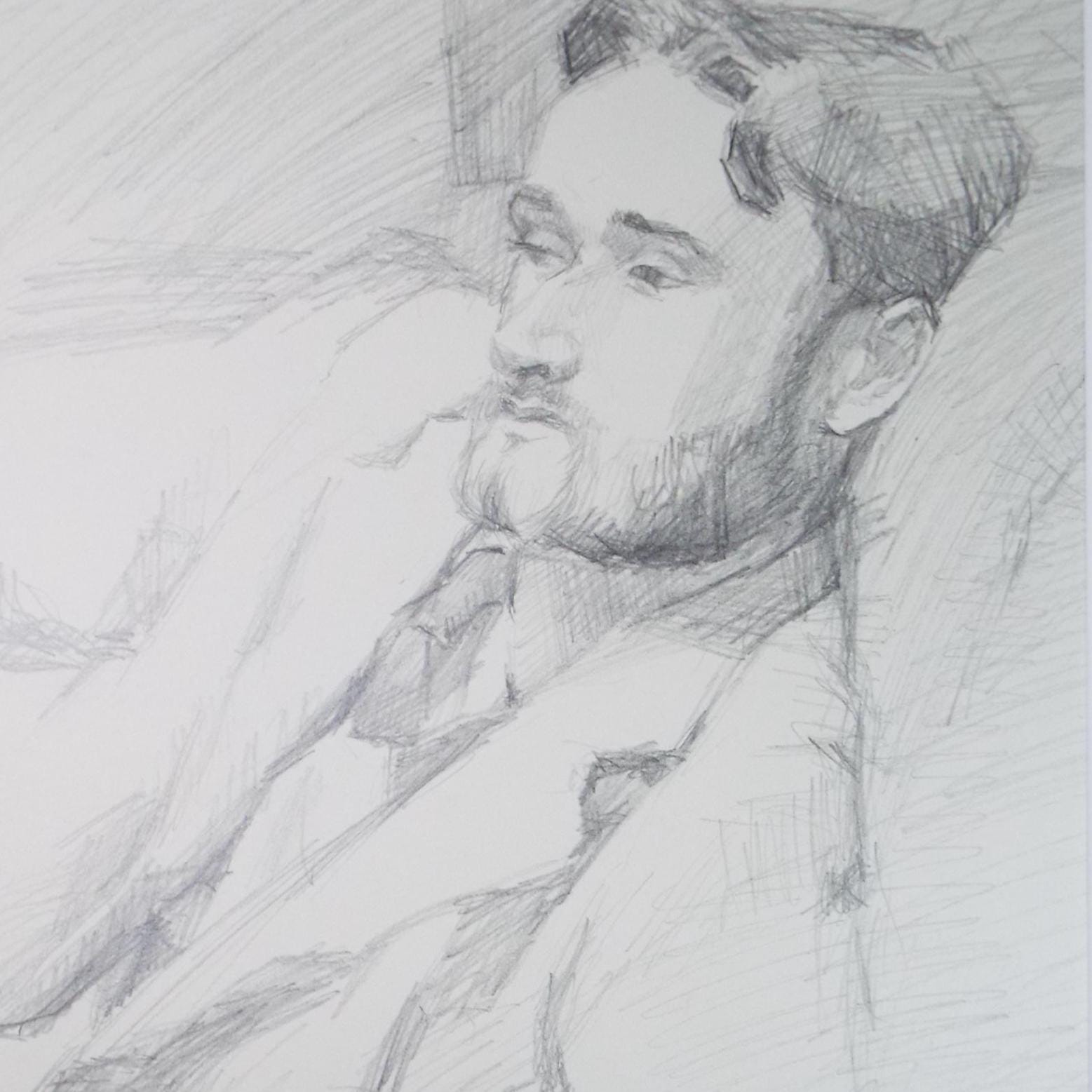 Pencil drawing 'Study of a bearded man', c1950s, Pauline Plummer (b1930)