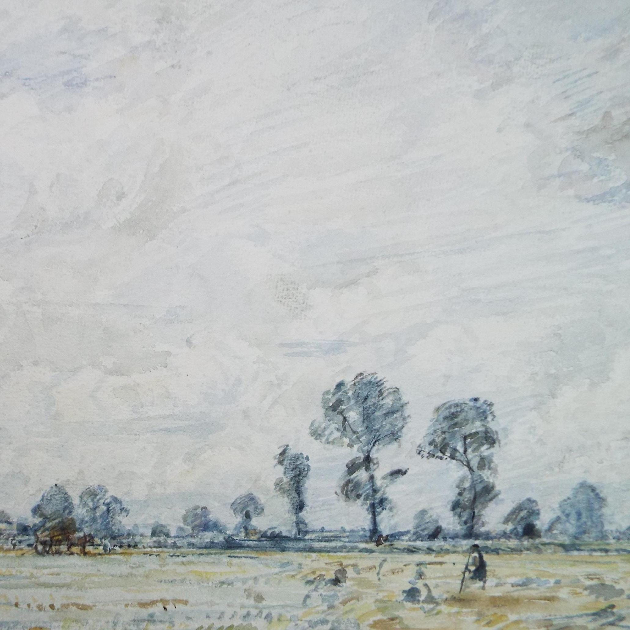 Watercolour, 'Tending the crops', David Muirhead (1867-1930), circa 1910