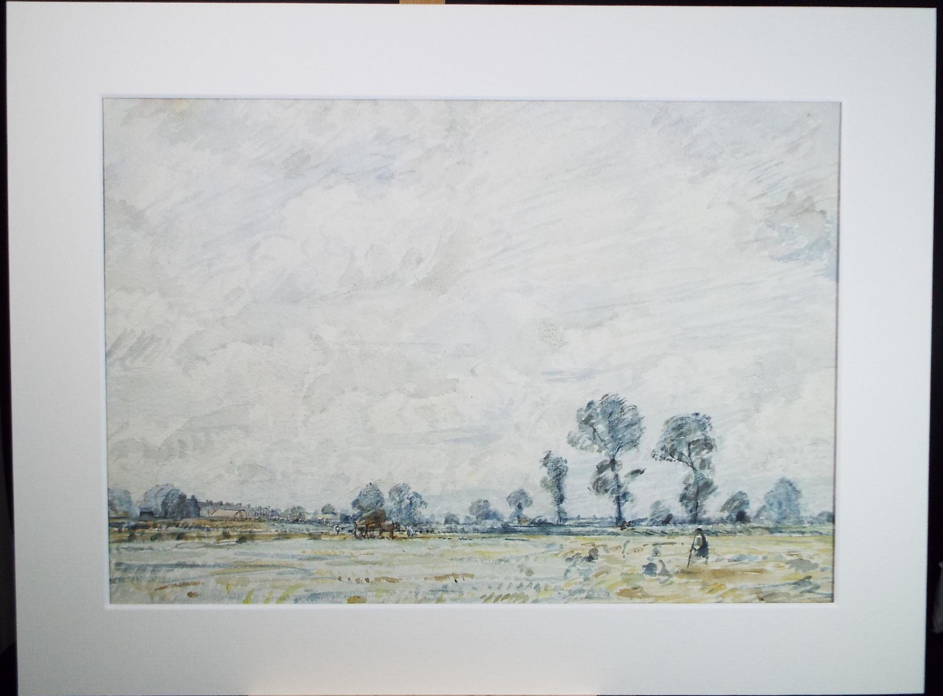 Watercolour, 'Tending the crops', David Muirhead (1867-1930), circa 1910