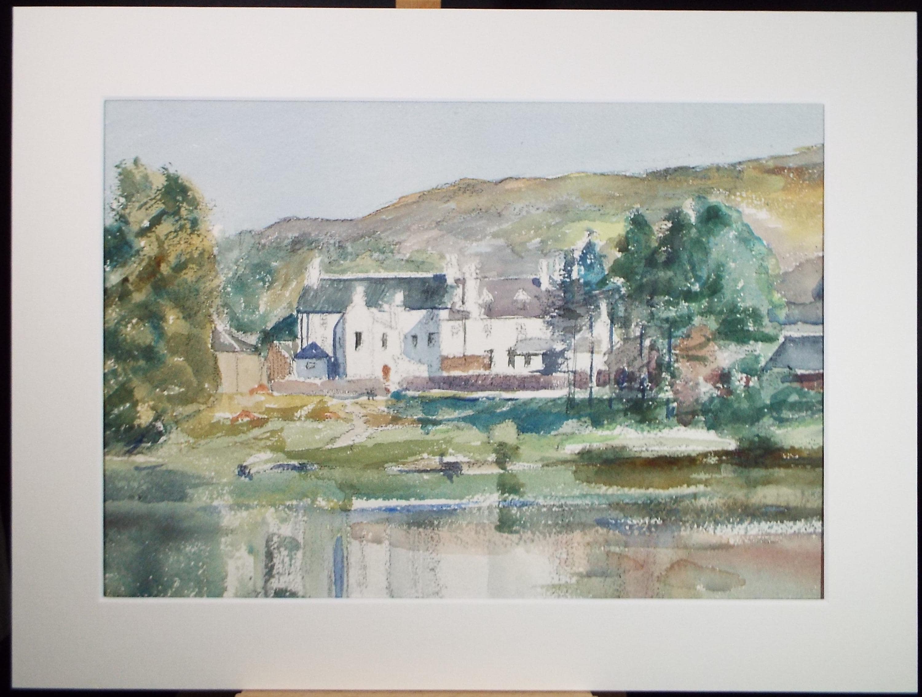 Original Watercolour, 'Lochside Houses', A E Borthwick (1871-1955), circa 1940's