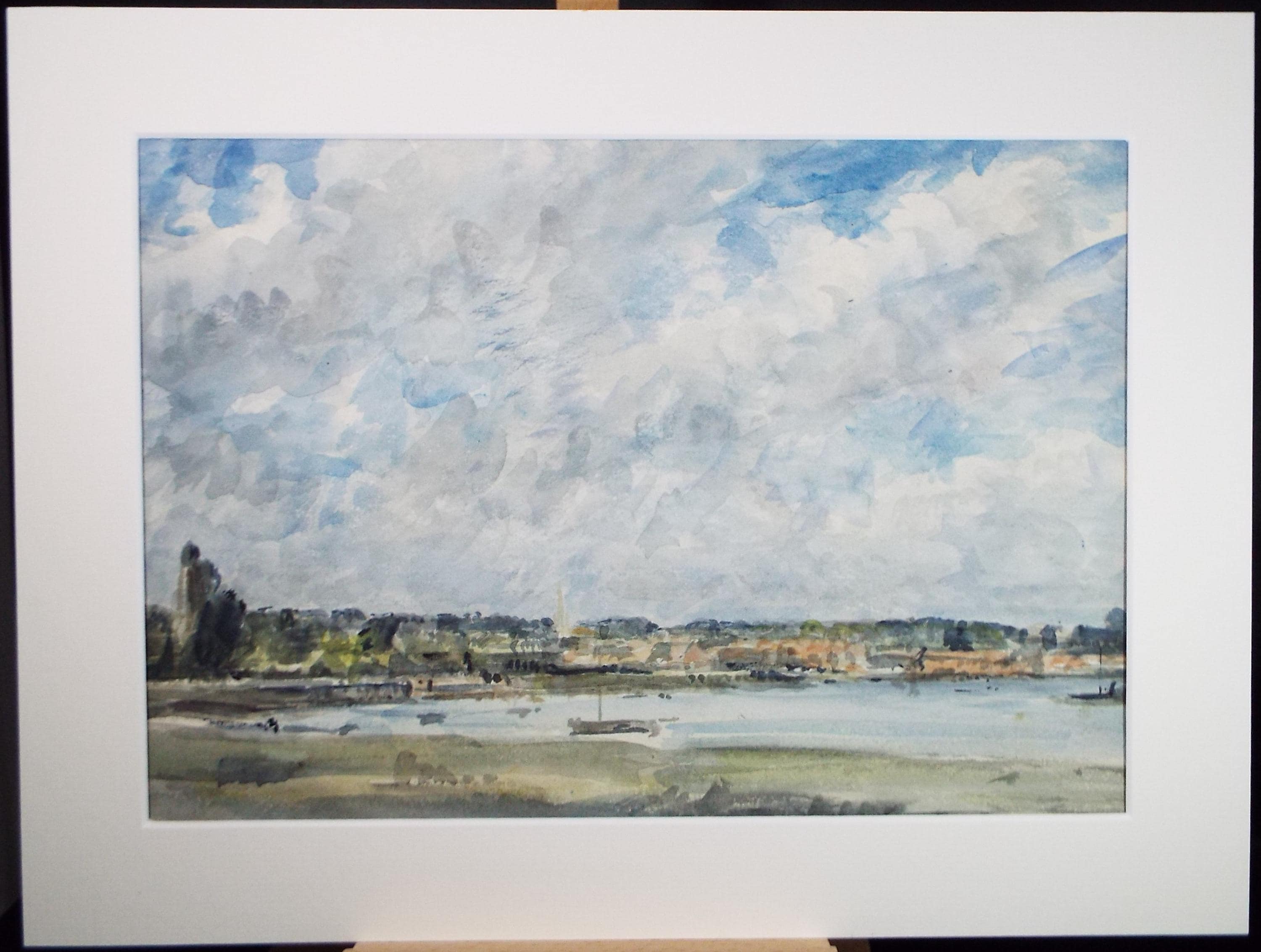 Watercolour, 'Boat on the river', David Muirhead (1867-1930), circa 1910