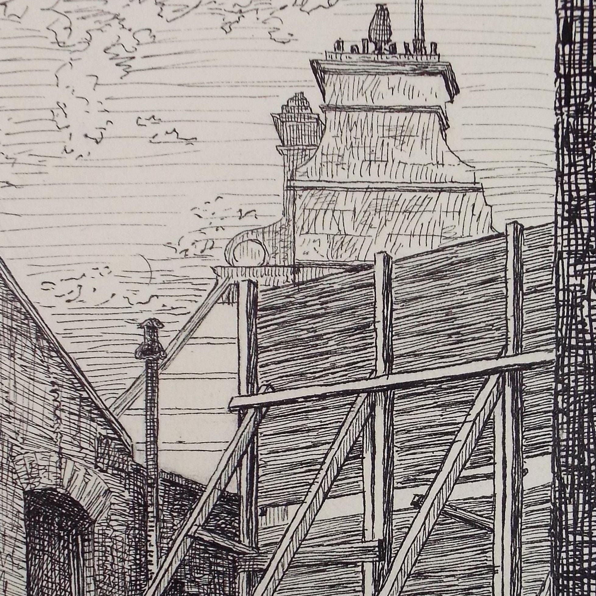 Original Pen & ink Sketch, 'Timber Formwork', S A Southern, Dated 1909
