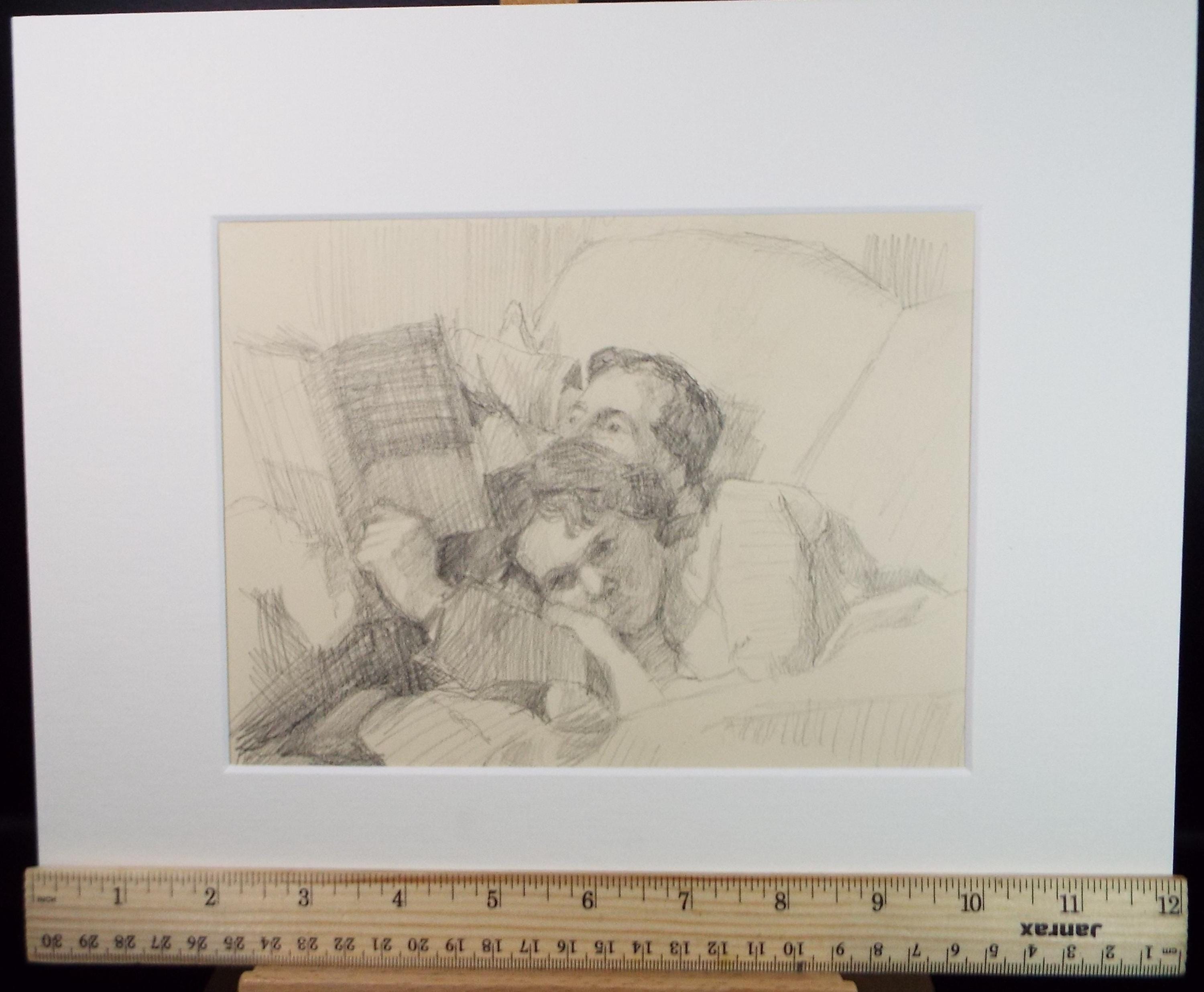 Pencil drawing 'Two Figures', Pauline Plummer (b1933), Circa 1950's