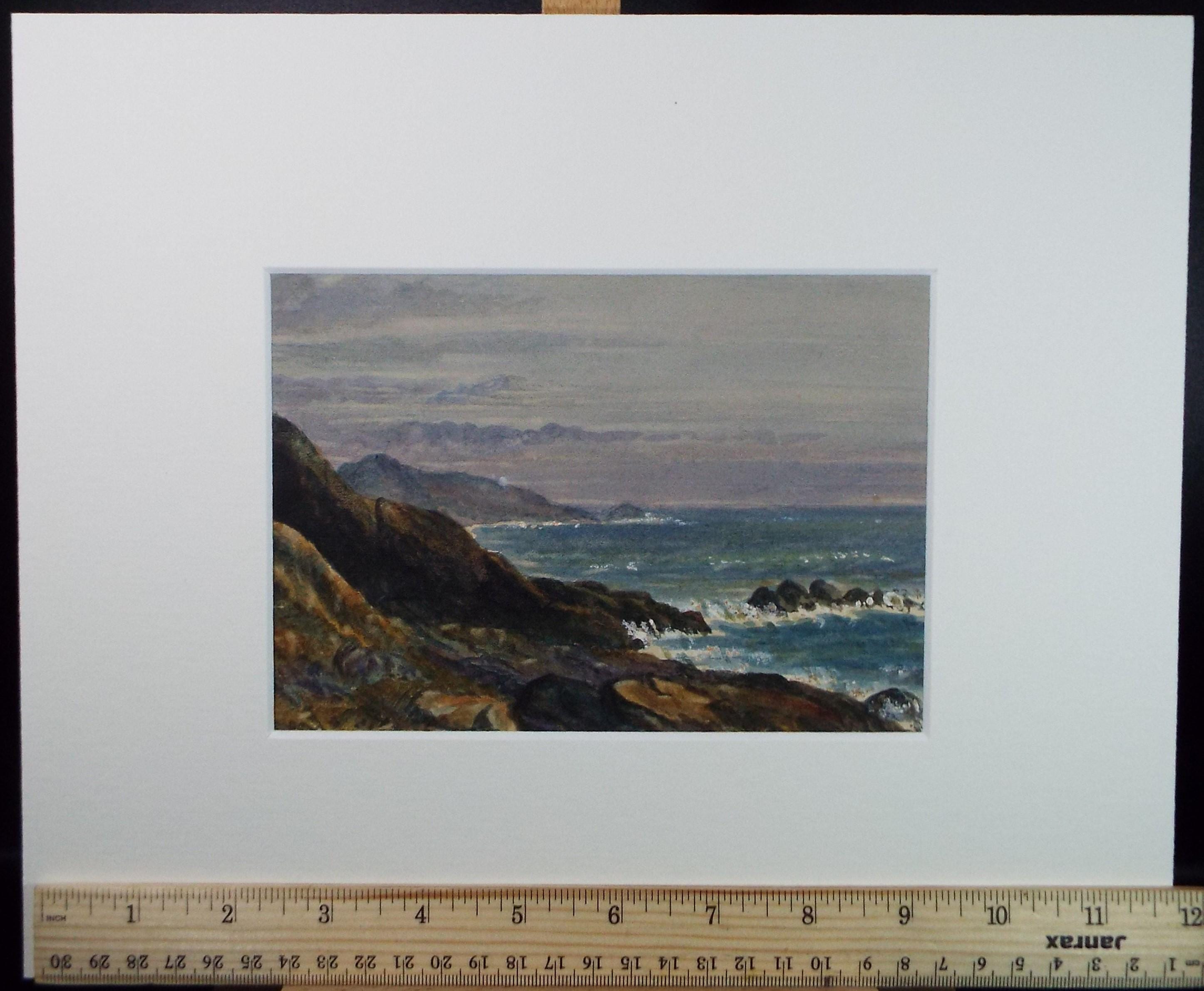 Original Watercolour on Paper, 'Rocky Coast', Circa 1890