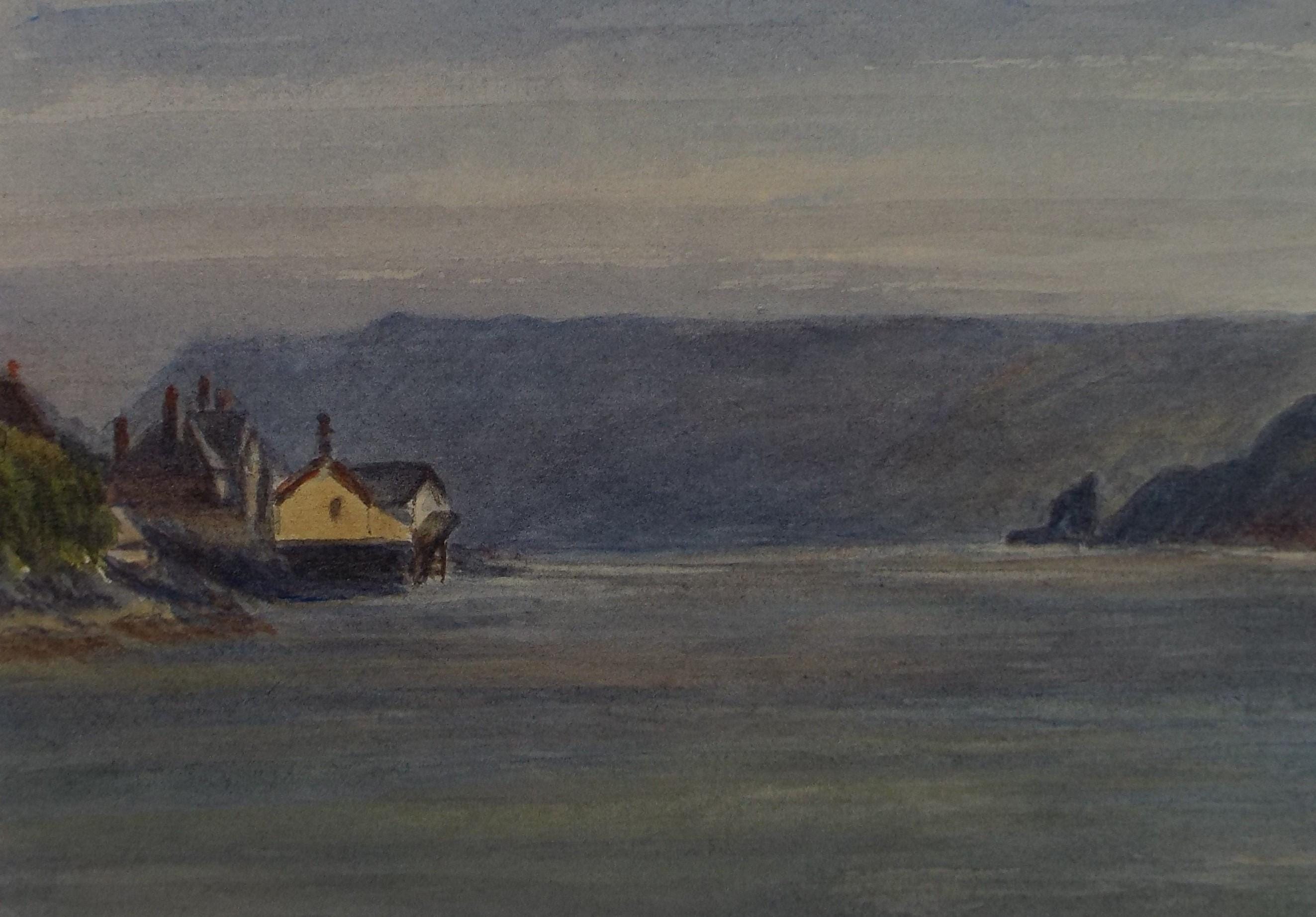 Original Watercolour on Paper, 'Coastal Houses', Circa 1890